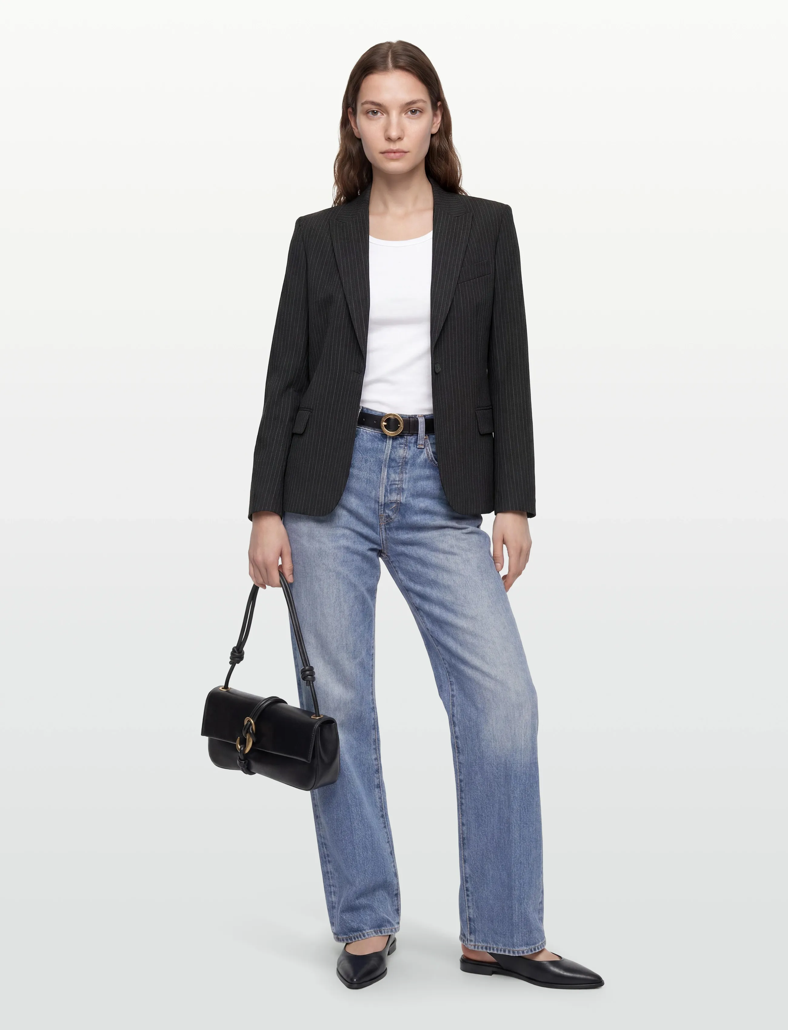 Filippa K - Sasha Pinstripe Blazer - enkeltradede blazere - black - 0