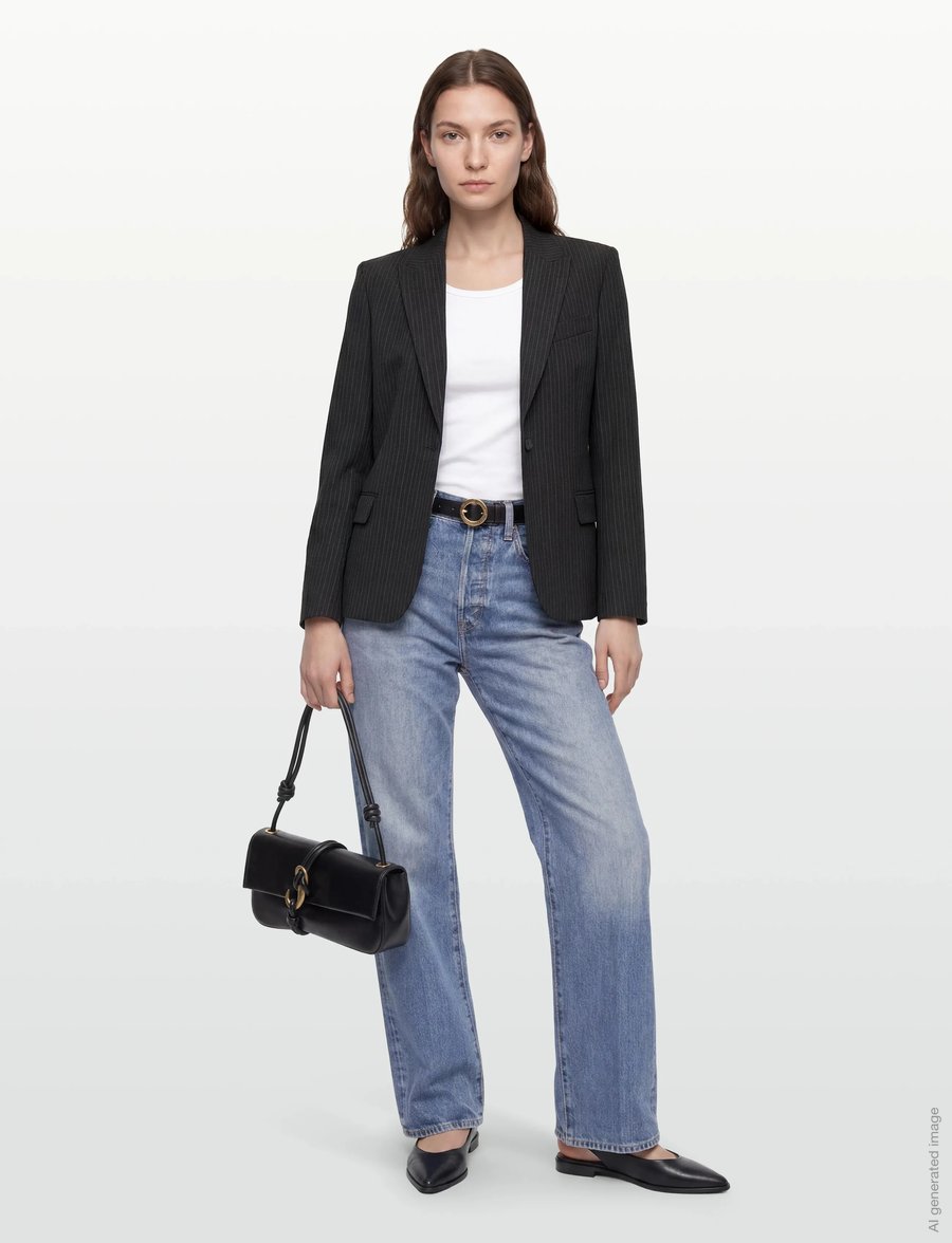 Filippa K - Sasha Pinstripe Blazer - einreihige blazer - black - 0