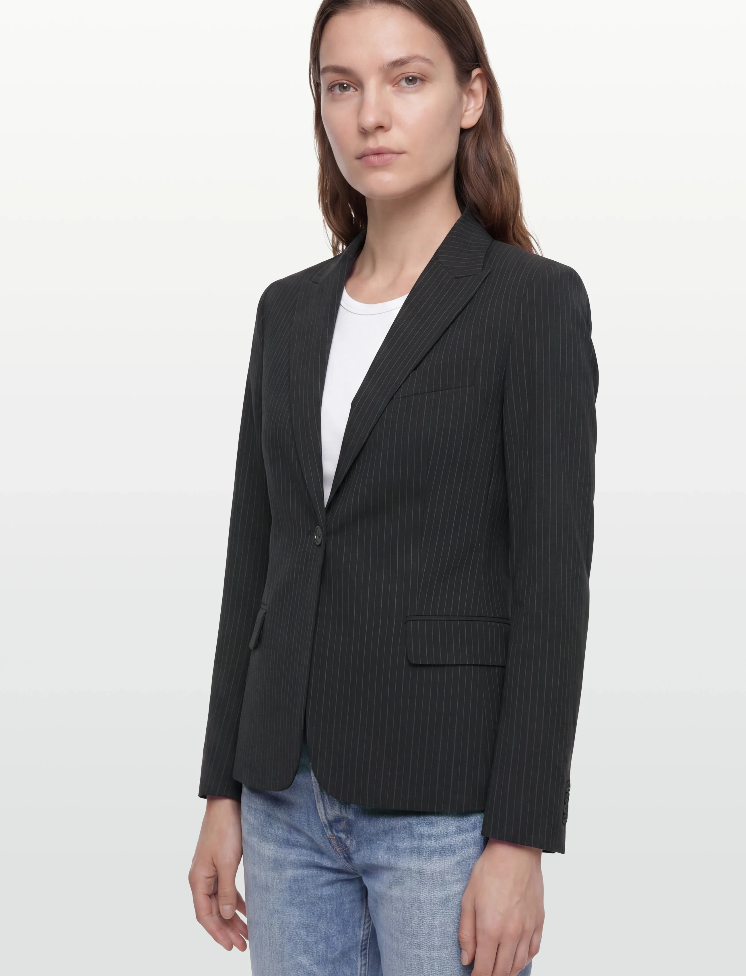 Filippa K - Sasha Pinstripe Blazer - enkeltradede blazere - black - 3