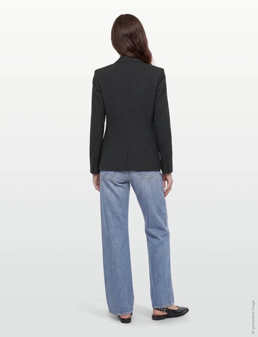 Filippa K - Sasha Pinstripe Blazer - einreihige blazer - black - 4