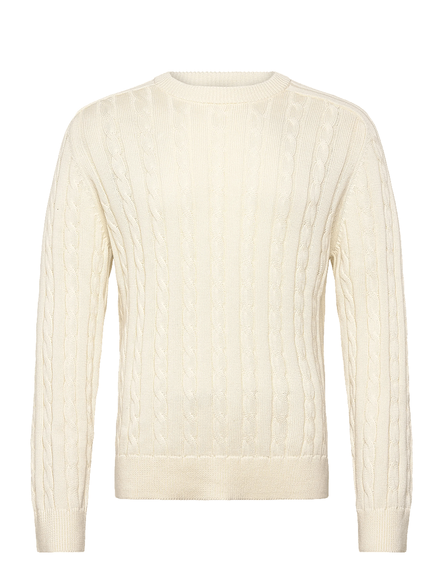 Filippa K - Braided Cotton Crewneck Sweate - knitted round necks - calico white - 1