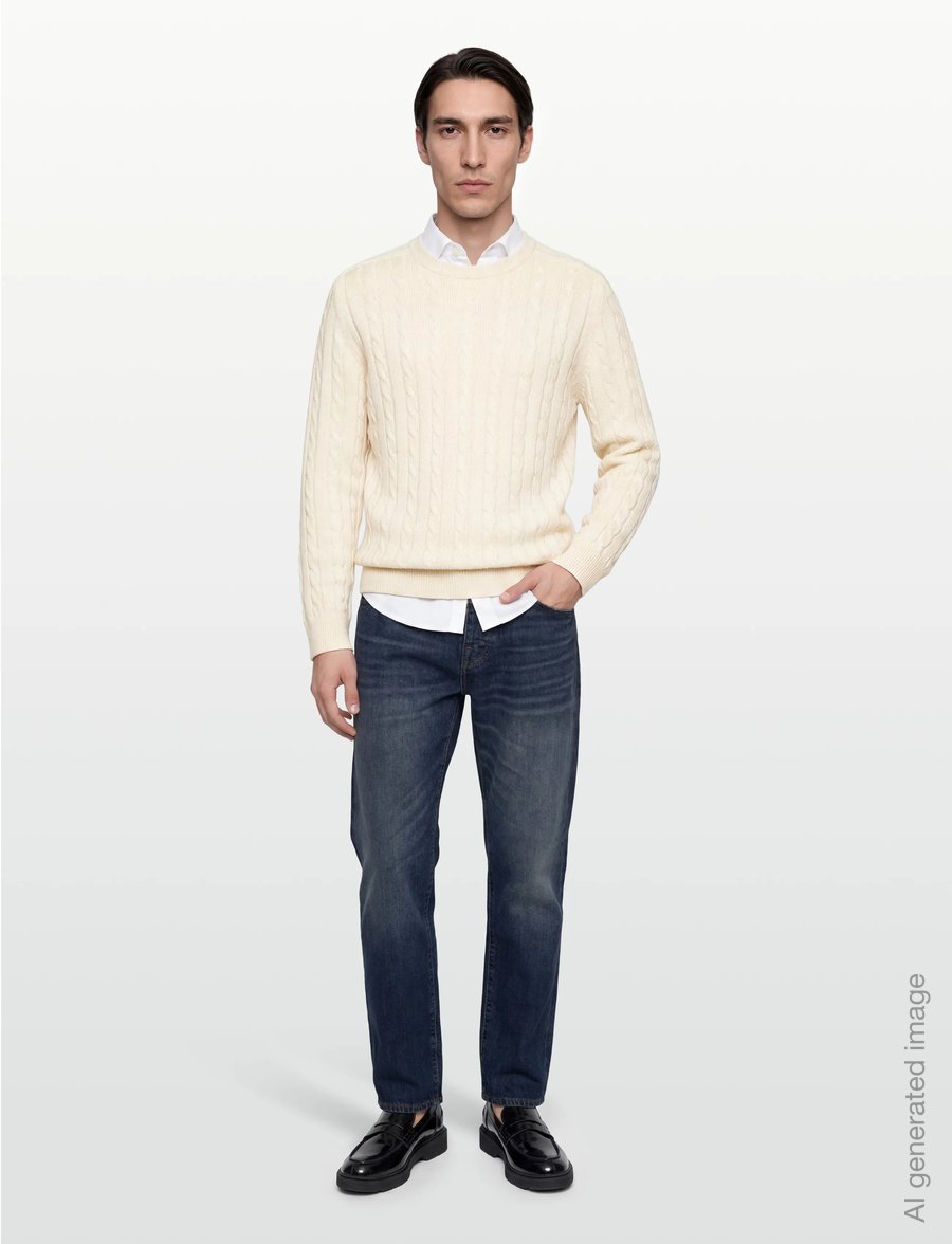 Filippa K - Braided Cotton Crewneck Sweate - knitted round necks - calico white - 0