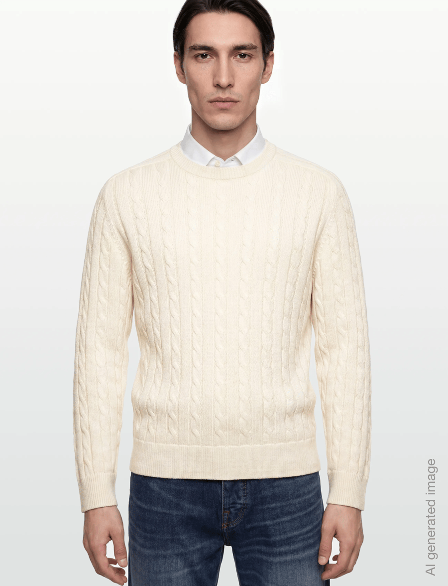 Filippa K - Braided Cotton Crewneck Sweate - knitted round necks - calico white - 3