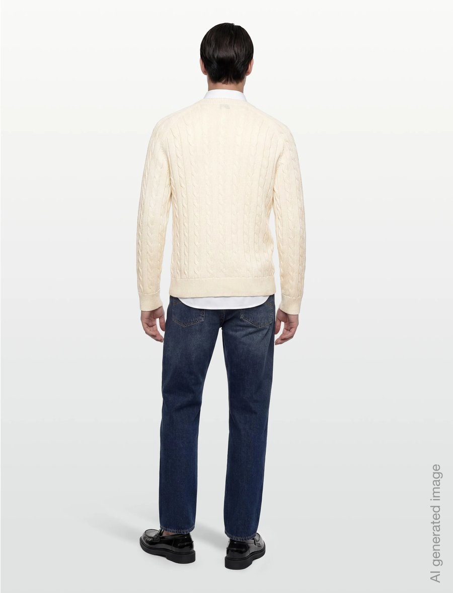 Filippa K - Braided Cotton Crewneck Sweate - knitted round necks - calico white - 4