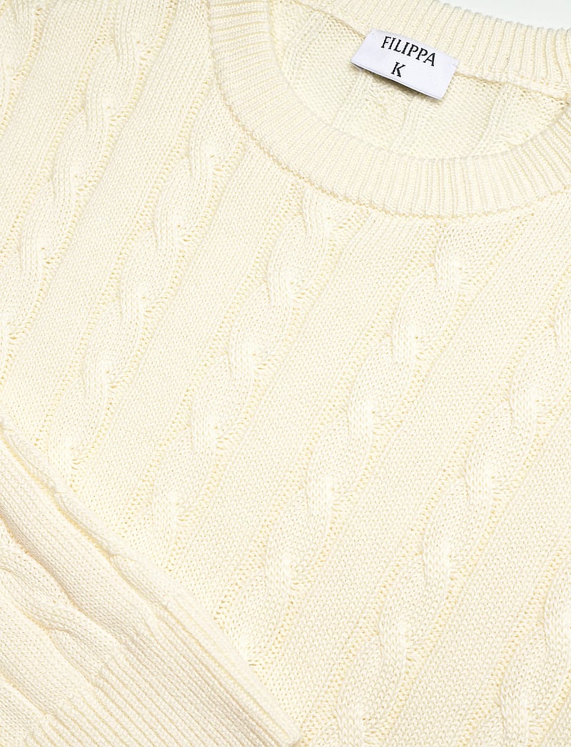 Filippa K - Braided Cotton Crewneck Sweate - Ümmarguse kaelusega kudumid - calico white - 2