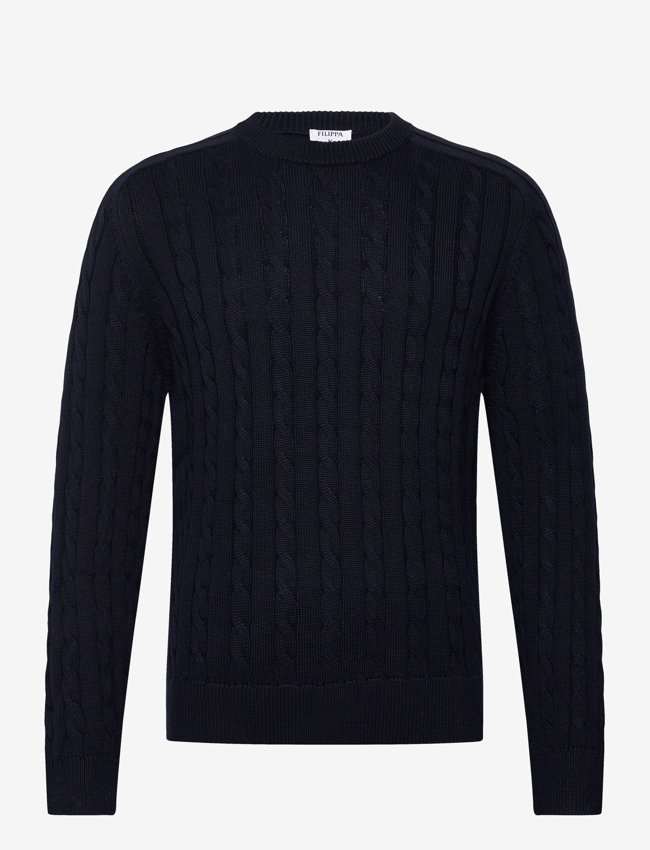 Filippa K - Braided Cotton Crewneck Sweate - rundhals - navy - 0