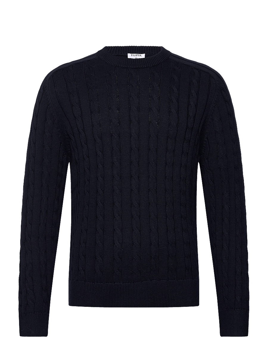 Filippa K - Braided Cotton Crewneck Sweate - rundhals - navy - 1