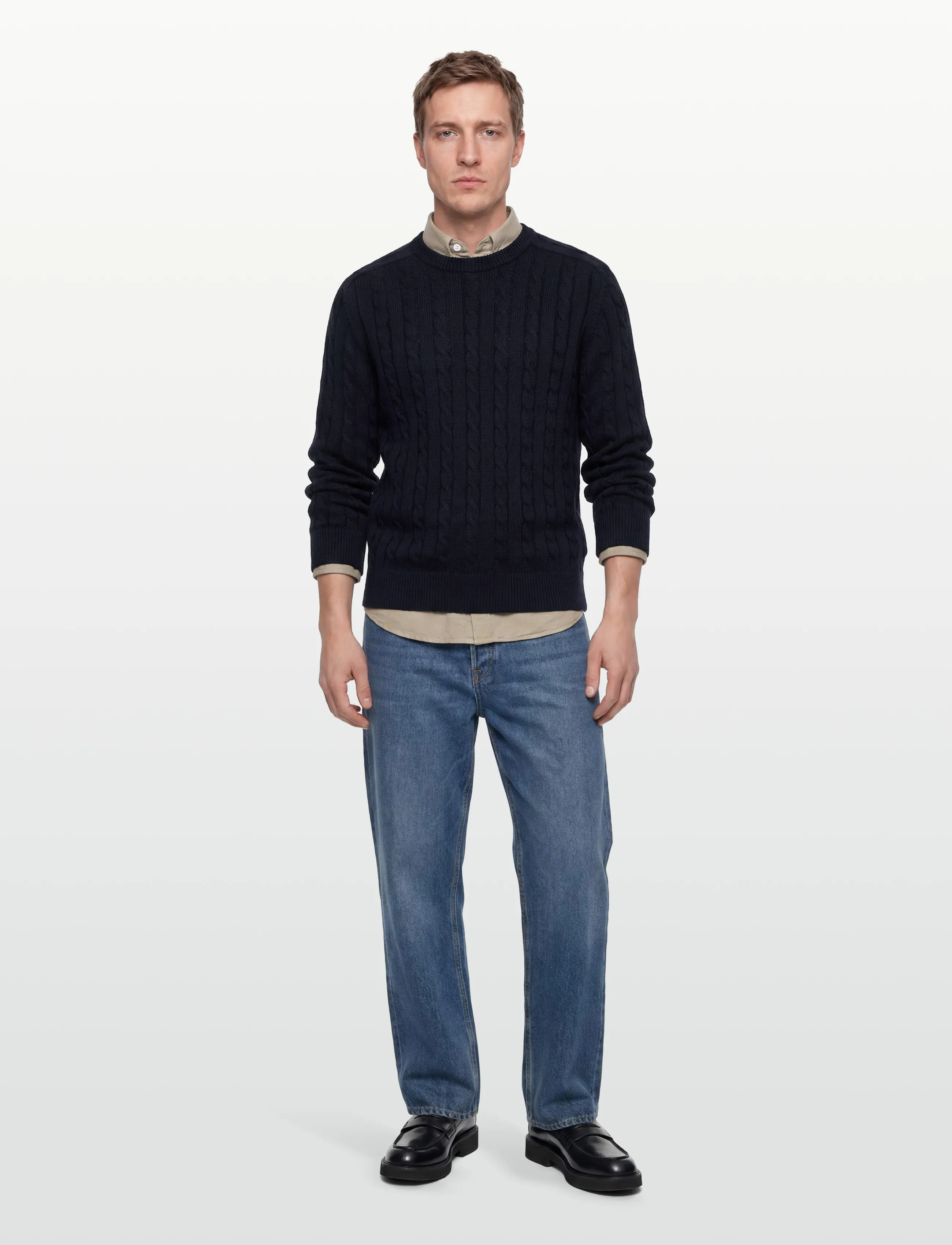 Filippa K Braided Cotton Crewneck Sweate - Rundhals - NAVY / navy