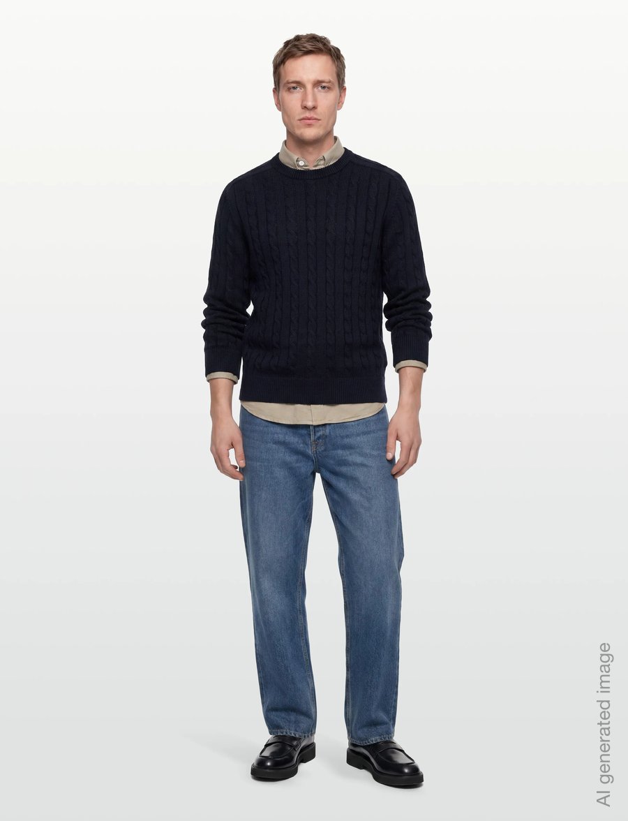 Filippa K - Braided Cotton Crewneck Sweate - rundhals - navy - 0