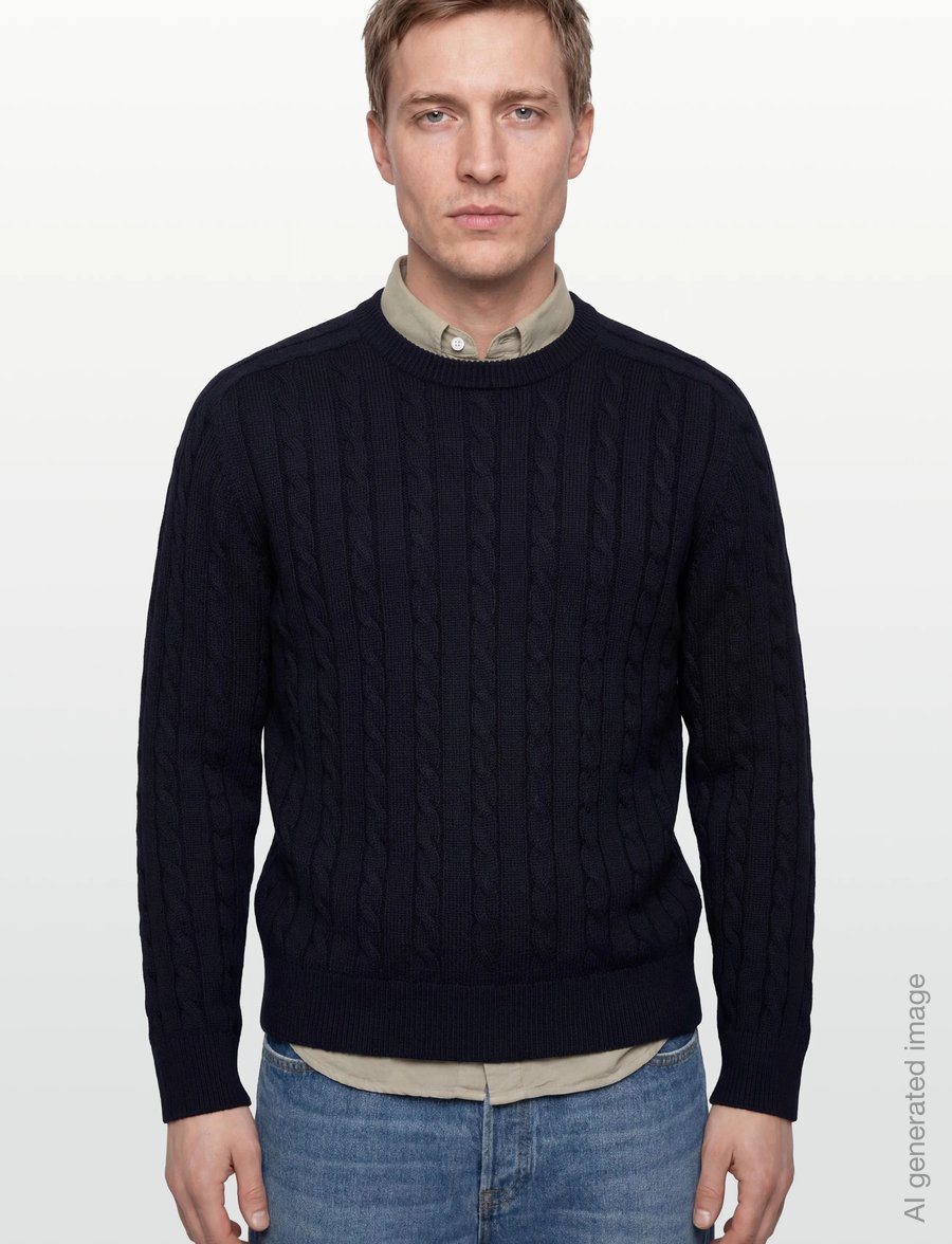 Filippa K - Braided Cotton Crewneck Sweate - rundhals - navy - 3
