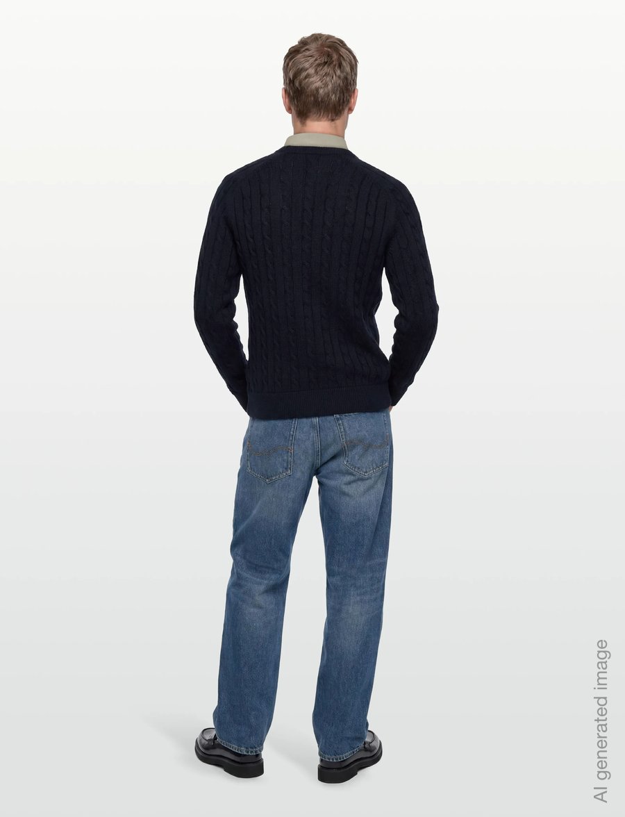 Filippa K - Braided Cotton Crewneck Sweate - rundhals - navy - 4