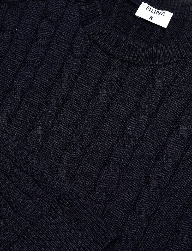Filippa K - Braided Cotton Crewneck Sweate - rundhals - navy - 2