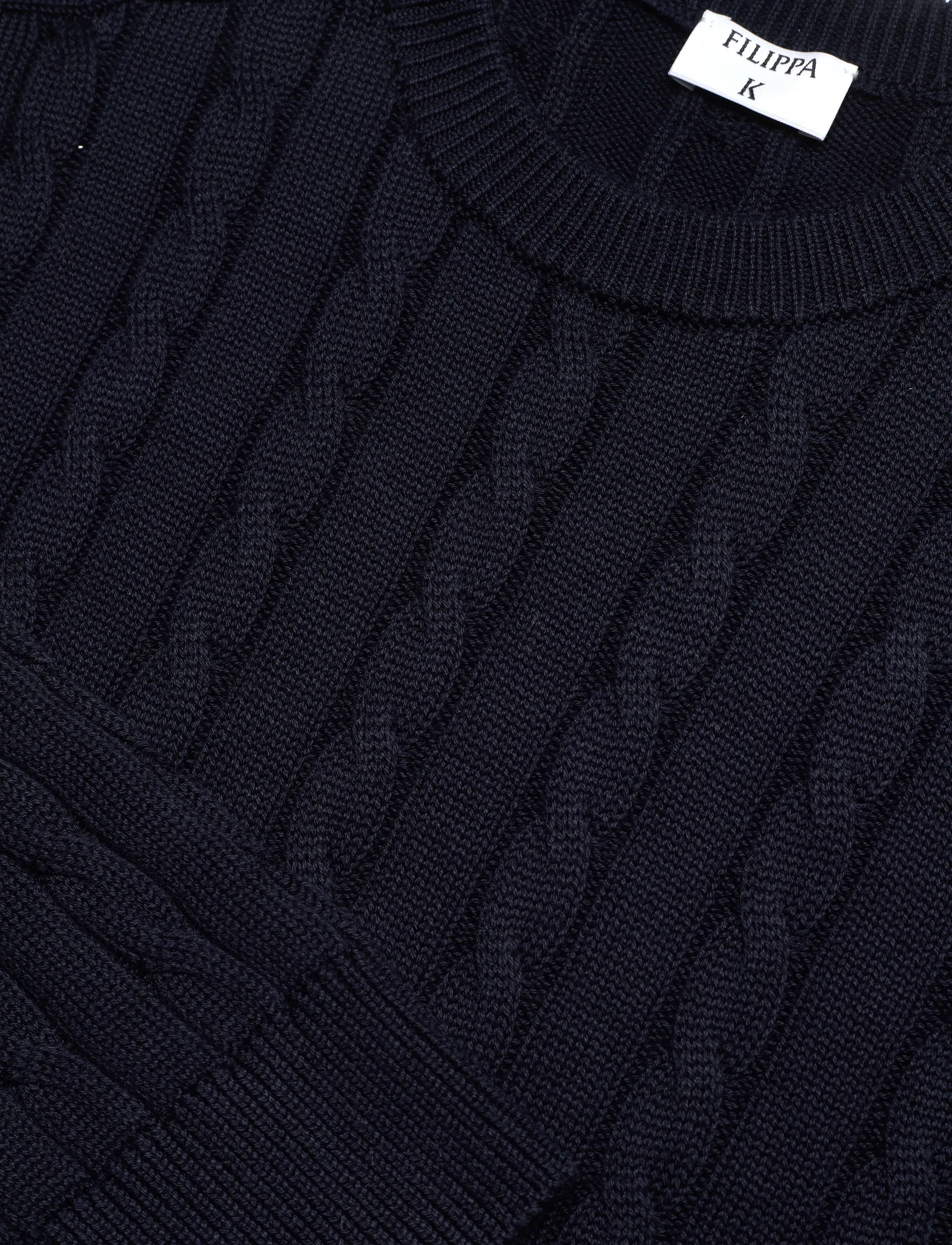 Filippa K - Braided Cotton Crewneck Sweate - rundhalsad - navy - 5