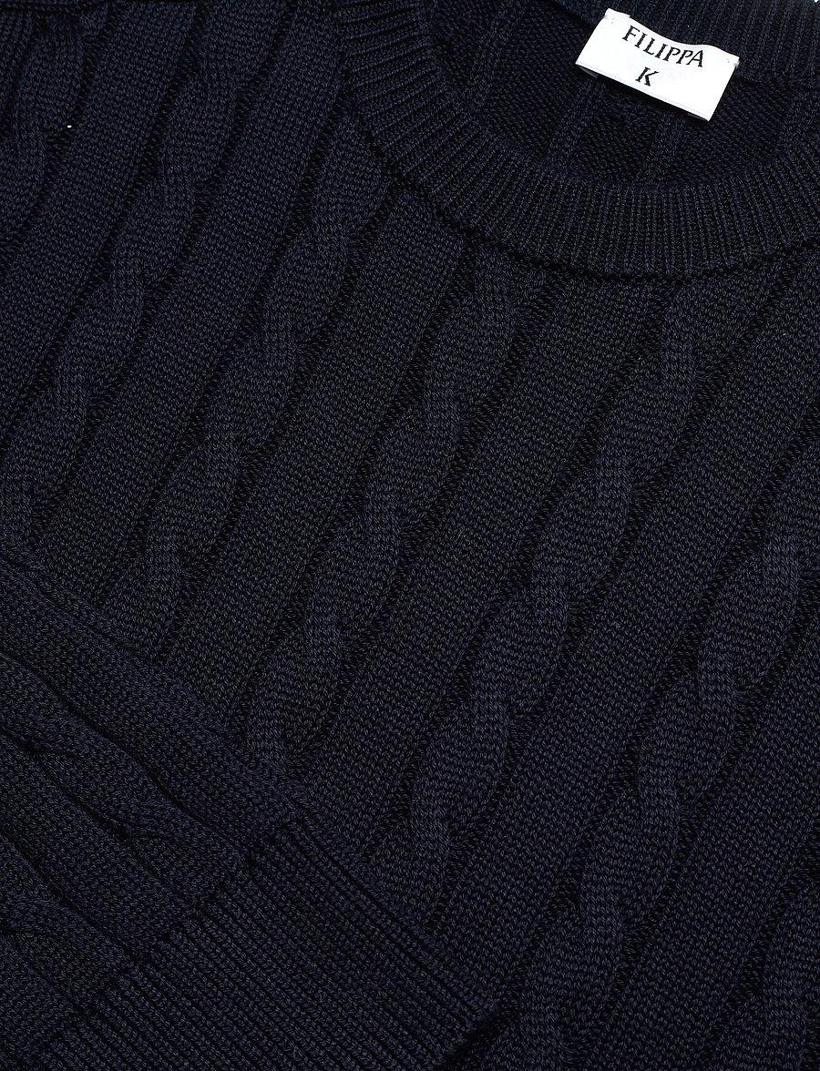 Filippa K - Braided Cotton Crewneck Sweate - rundhals - navy - 5