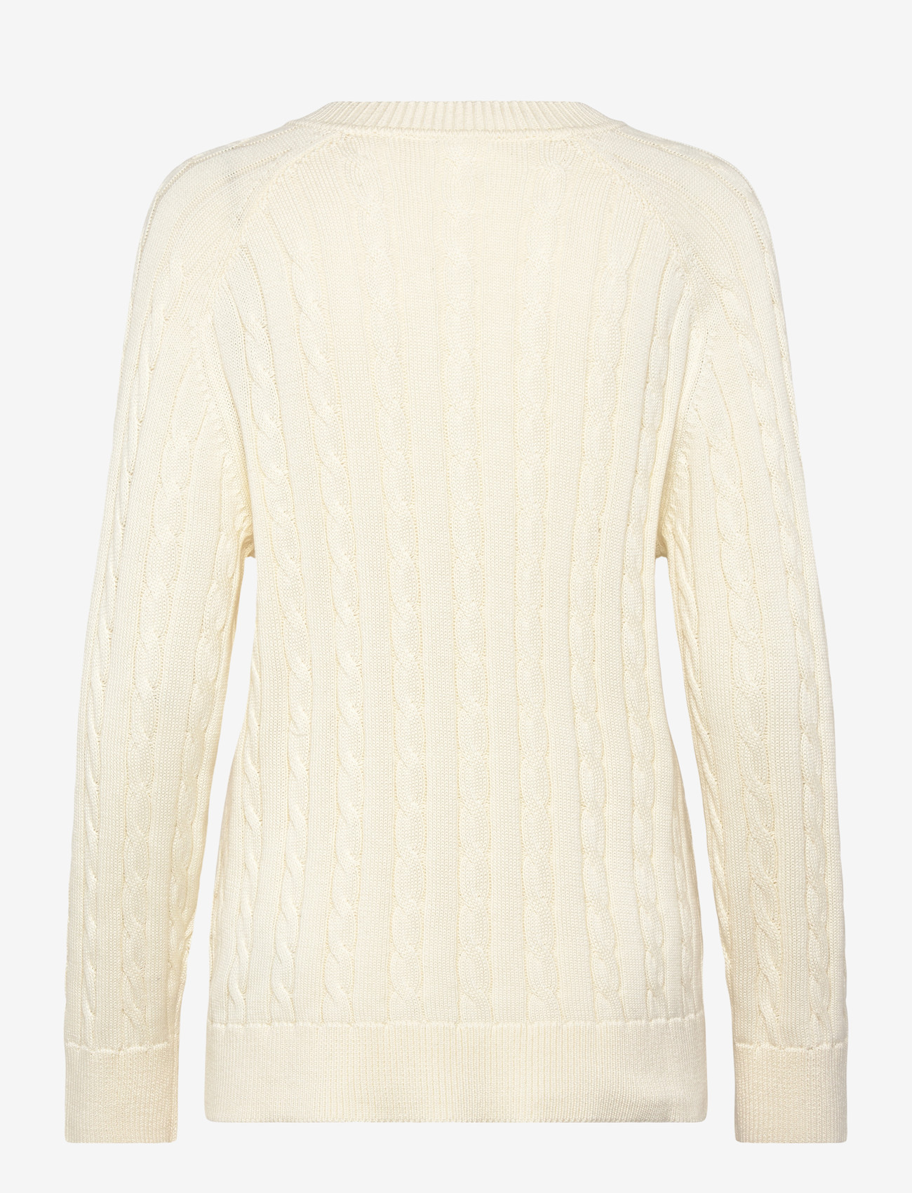 Filippa K - Braided Cotton V-Neck Sweater - tröjor - calico white - 1