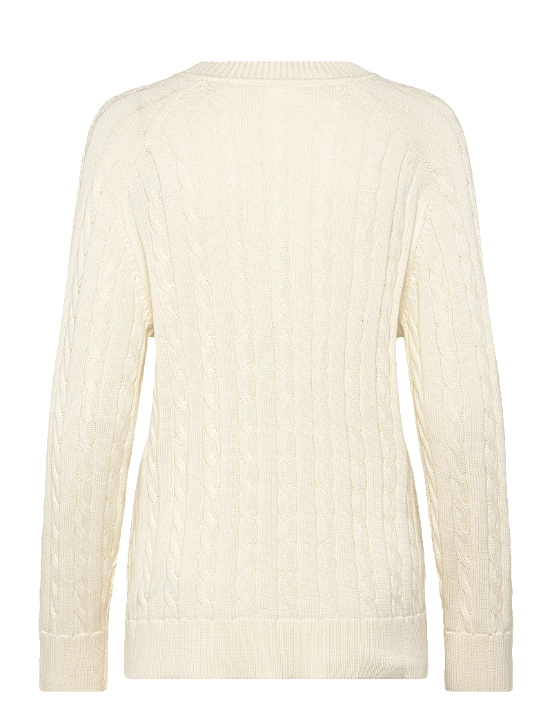 Filippa K - Braided Cotton V-Neck Sweater - tröjor - calico white - 1