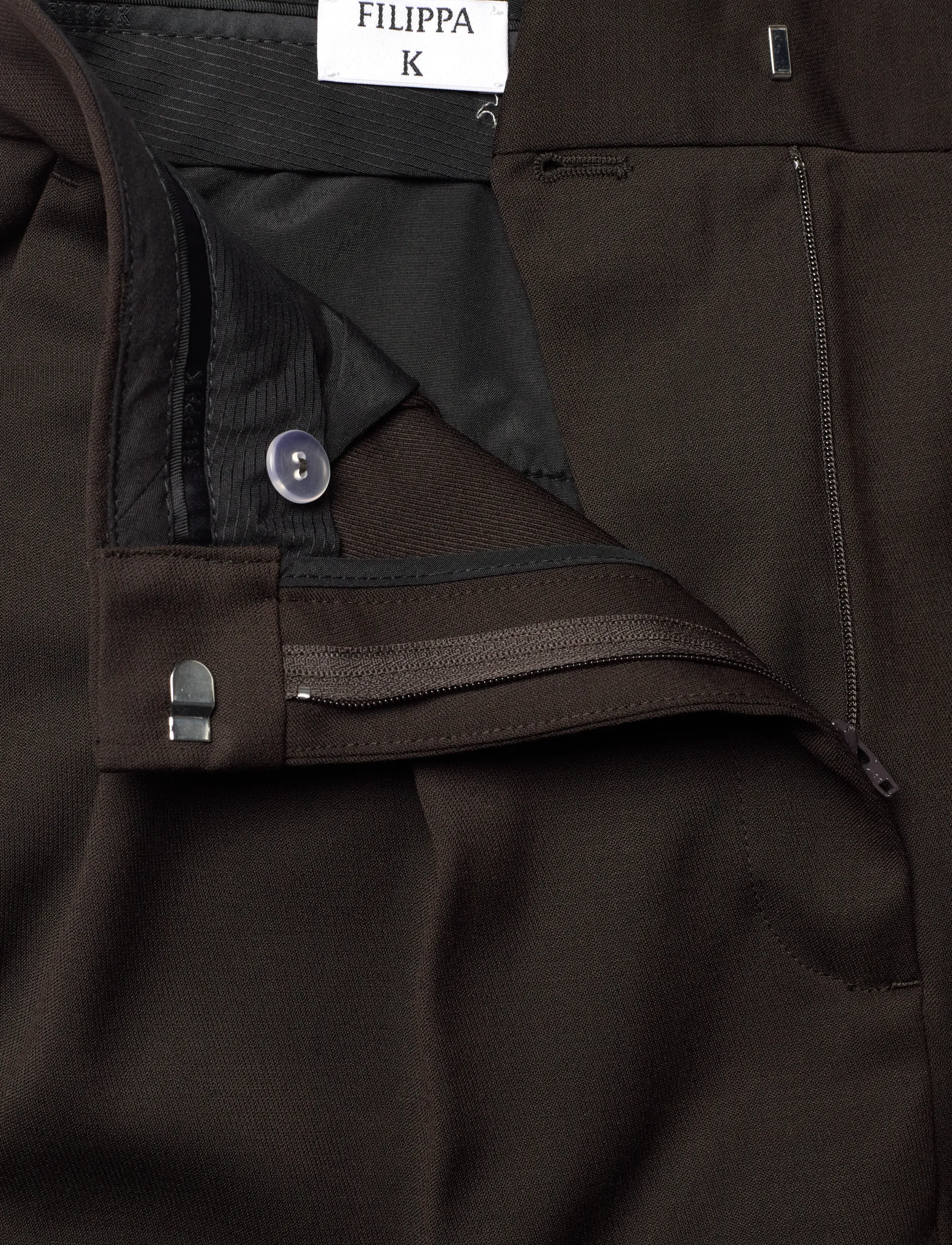 Filippa K - Darcey Wool Trousers - leveälahkeiset housut - dark chocolate - 3
