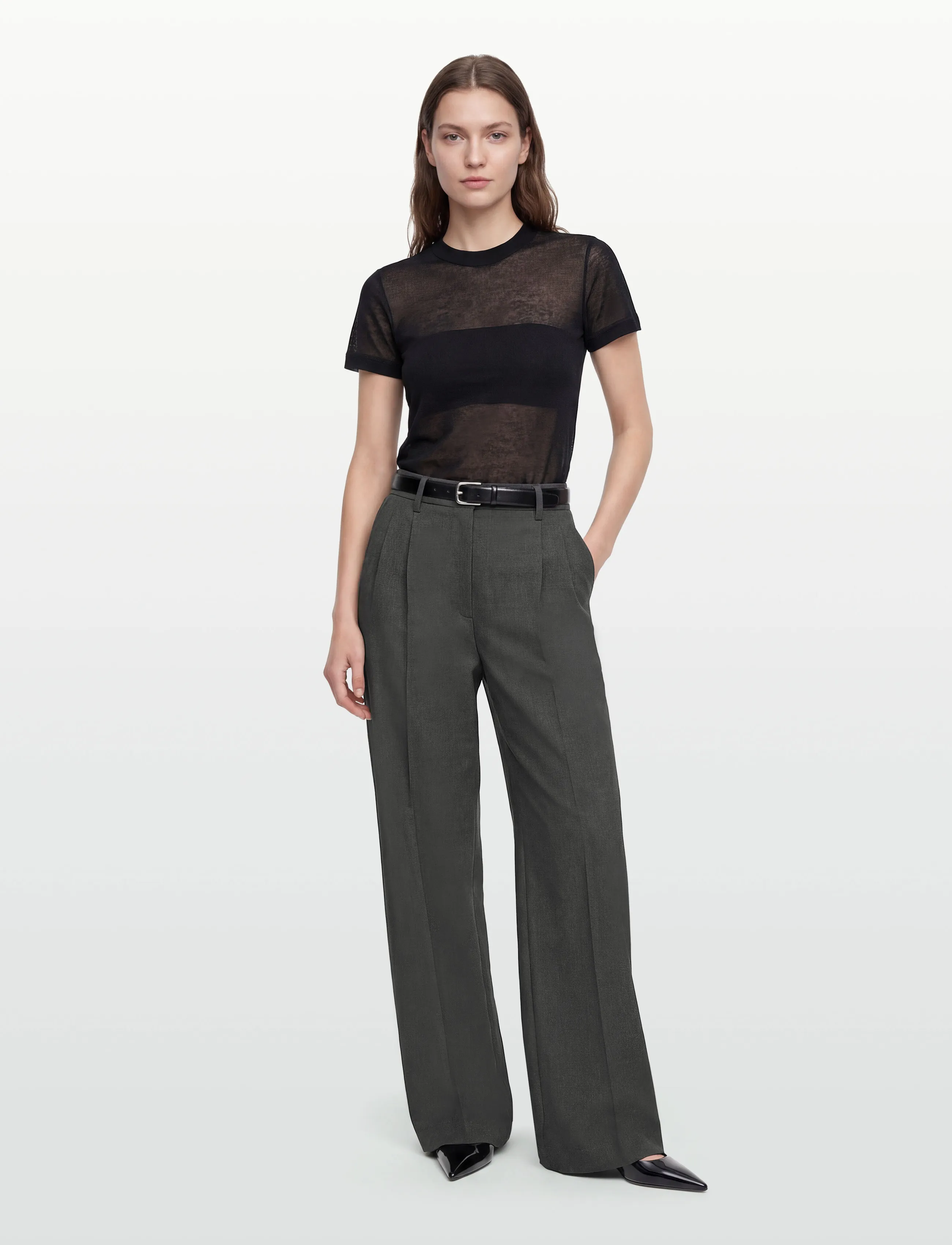 Filippa K Darcey Wool Trousers - Hosen - DARK GREY MELANGE / grey