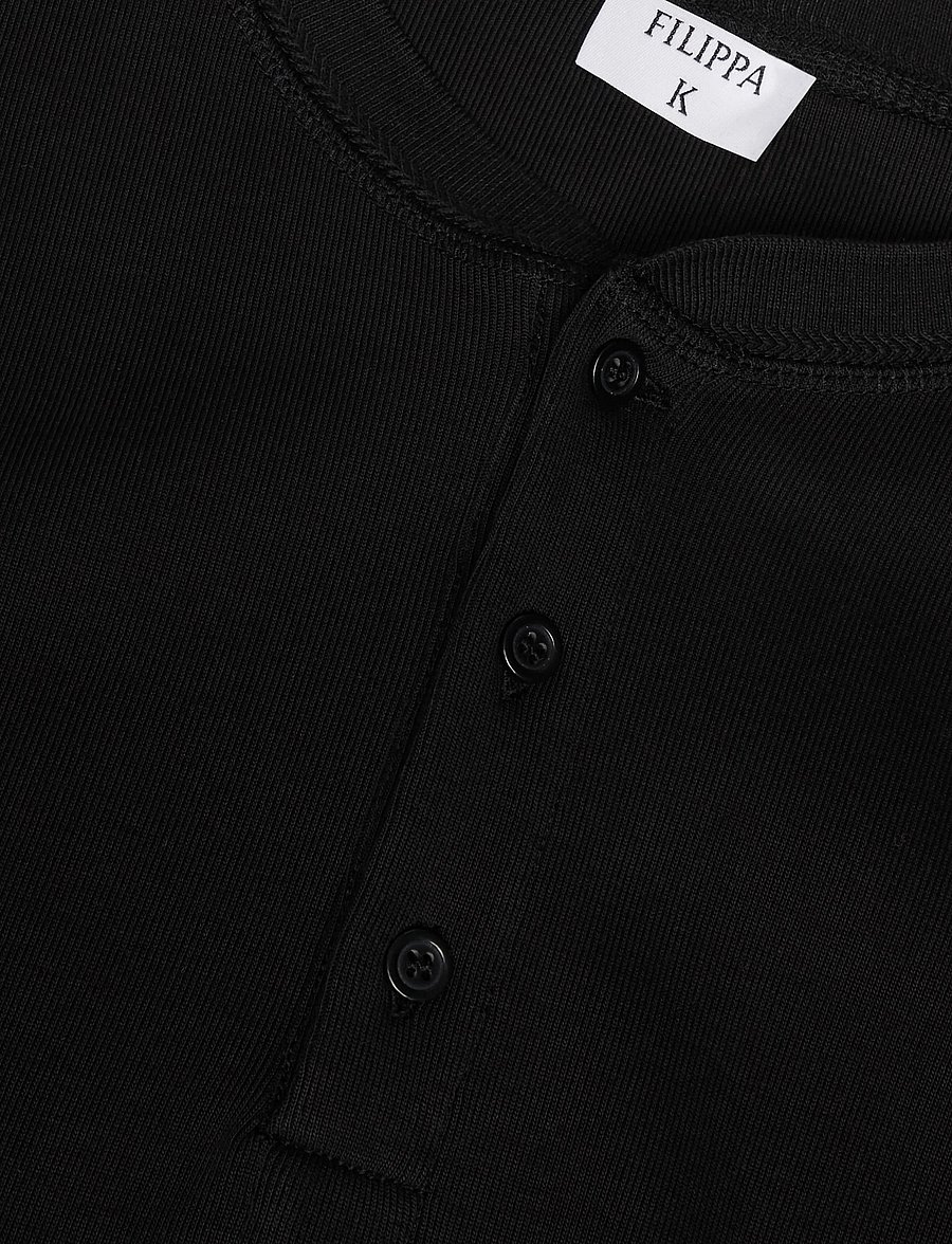 Filippa K - Cotton Rib Henley - pikkade varrukatega t-särgid - black - 2