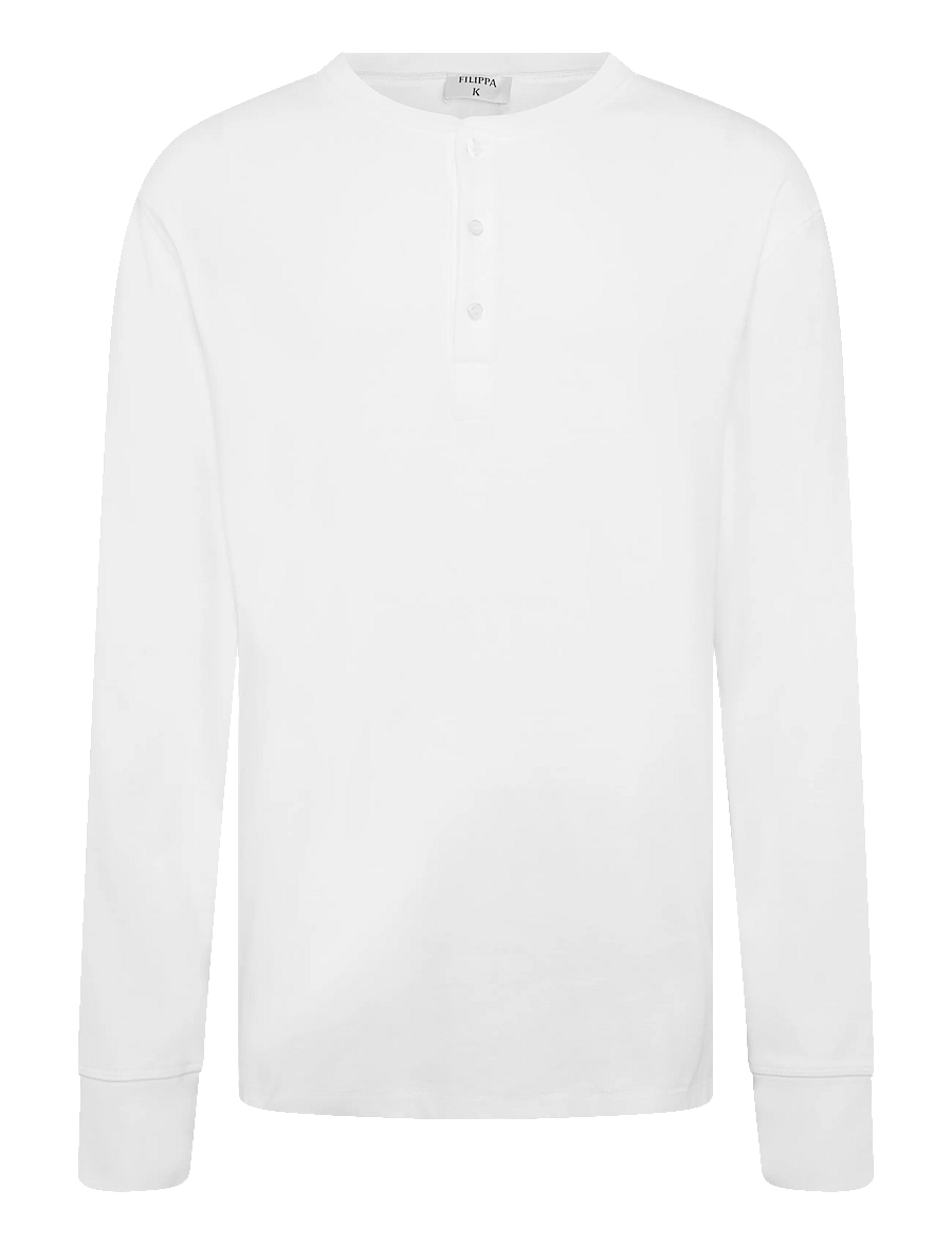 Filippa K - Cotton Rib Henley - langermede t-skjorter - white - 0