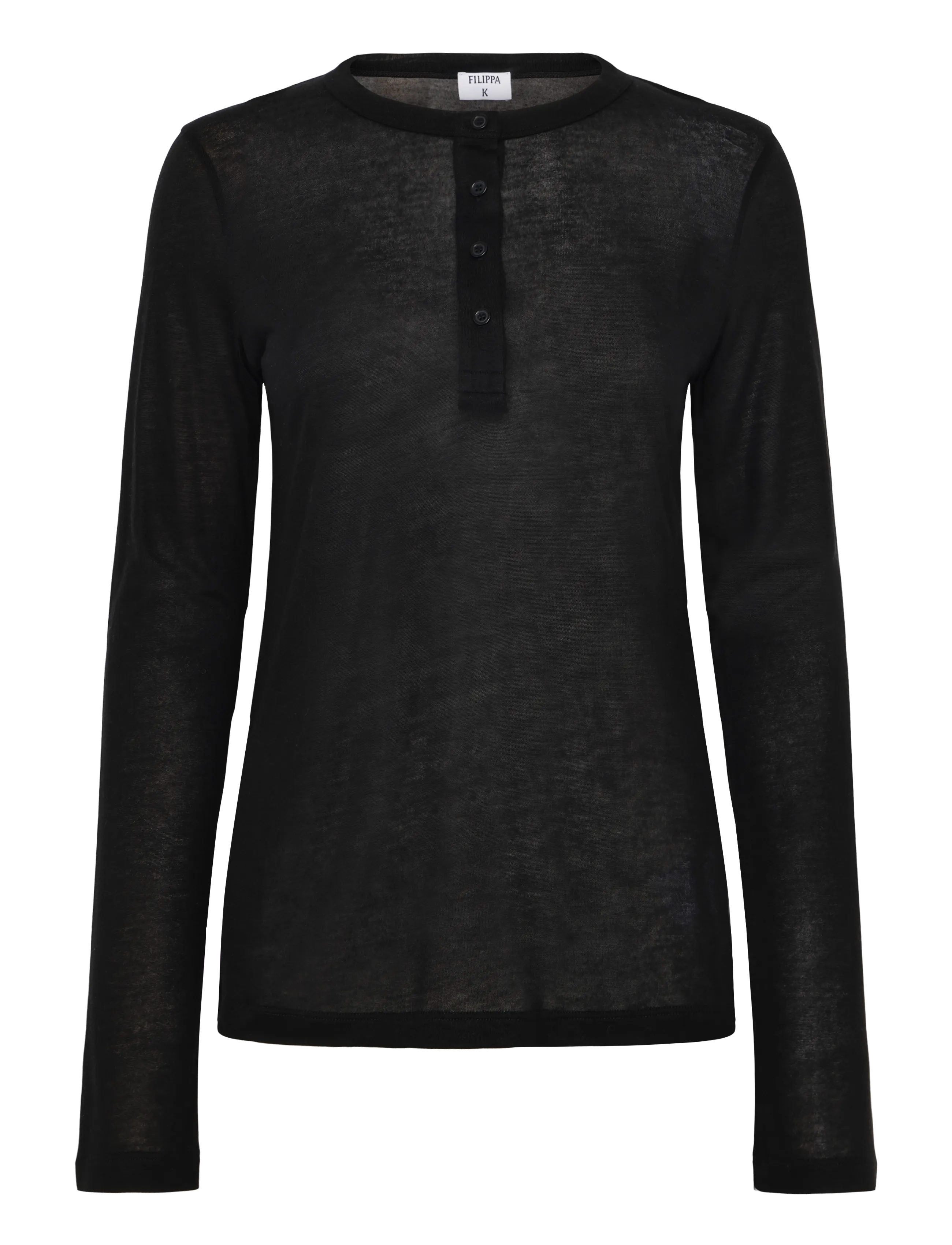 Filippa K Lyocell Cashmere Henley - T-särgid ja topid - BLACK / black
