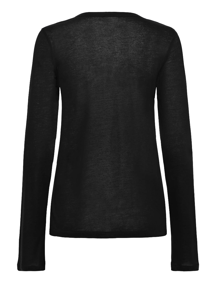 Filippa K - Lyocell Cashmere Henley - langärmlige tops - black - 1