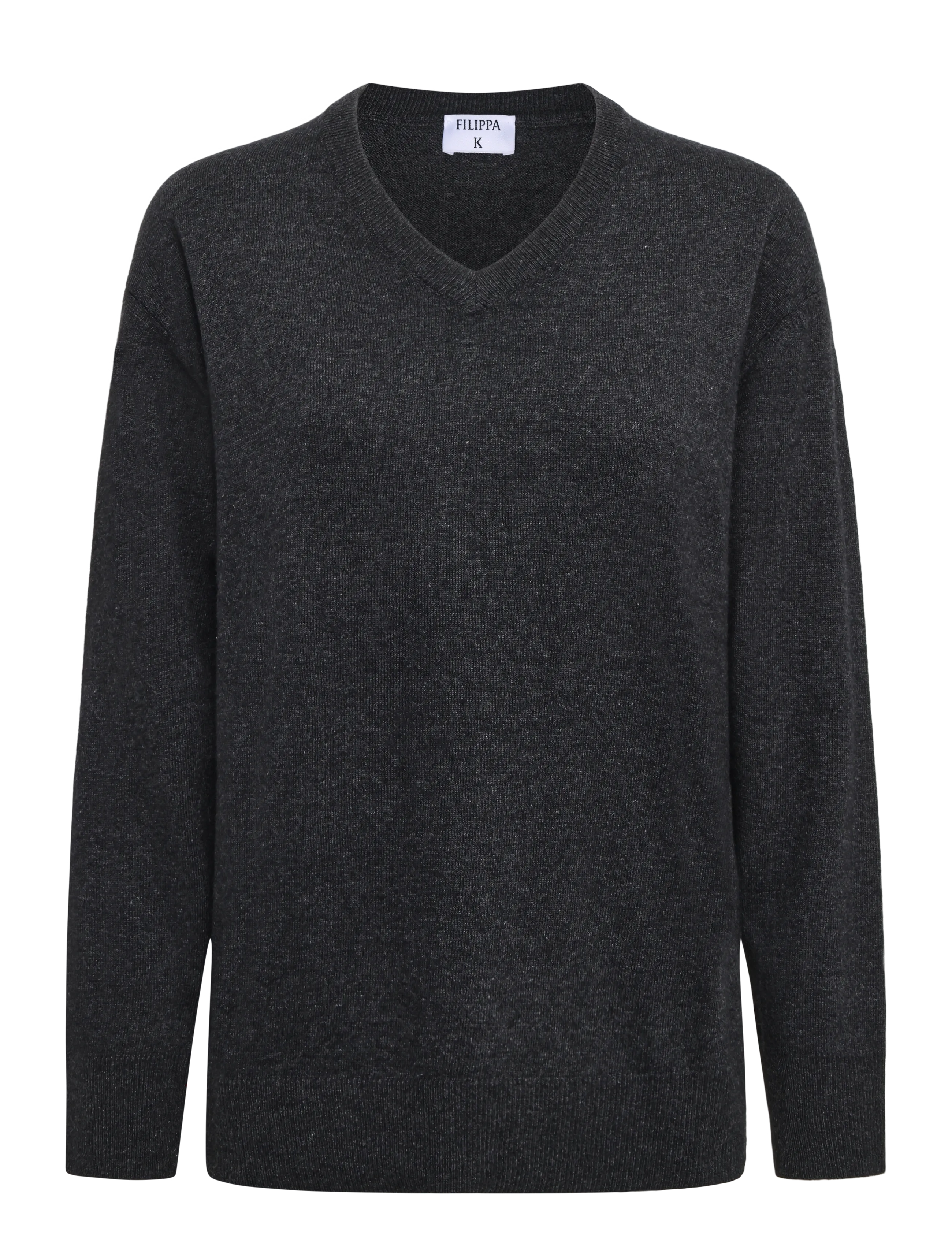 Filippa K Soft Wool V-Neck Sweater - Kläder - ANTHRACITE MELANGE / grey