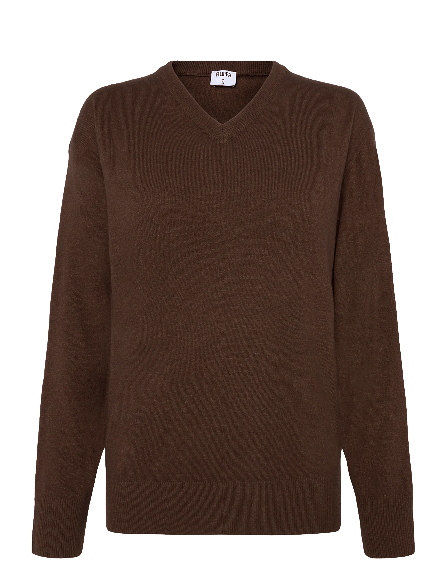 Filippa K - Soft Wool V-Neck Sweater - pullover - mid brown - 0