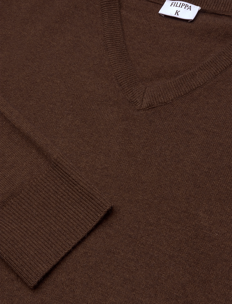 Filippa K - Soft Wool V-Neck Sweater - pullover - mid brown - 2