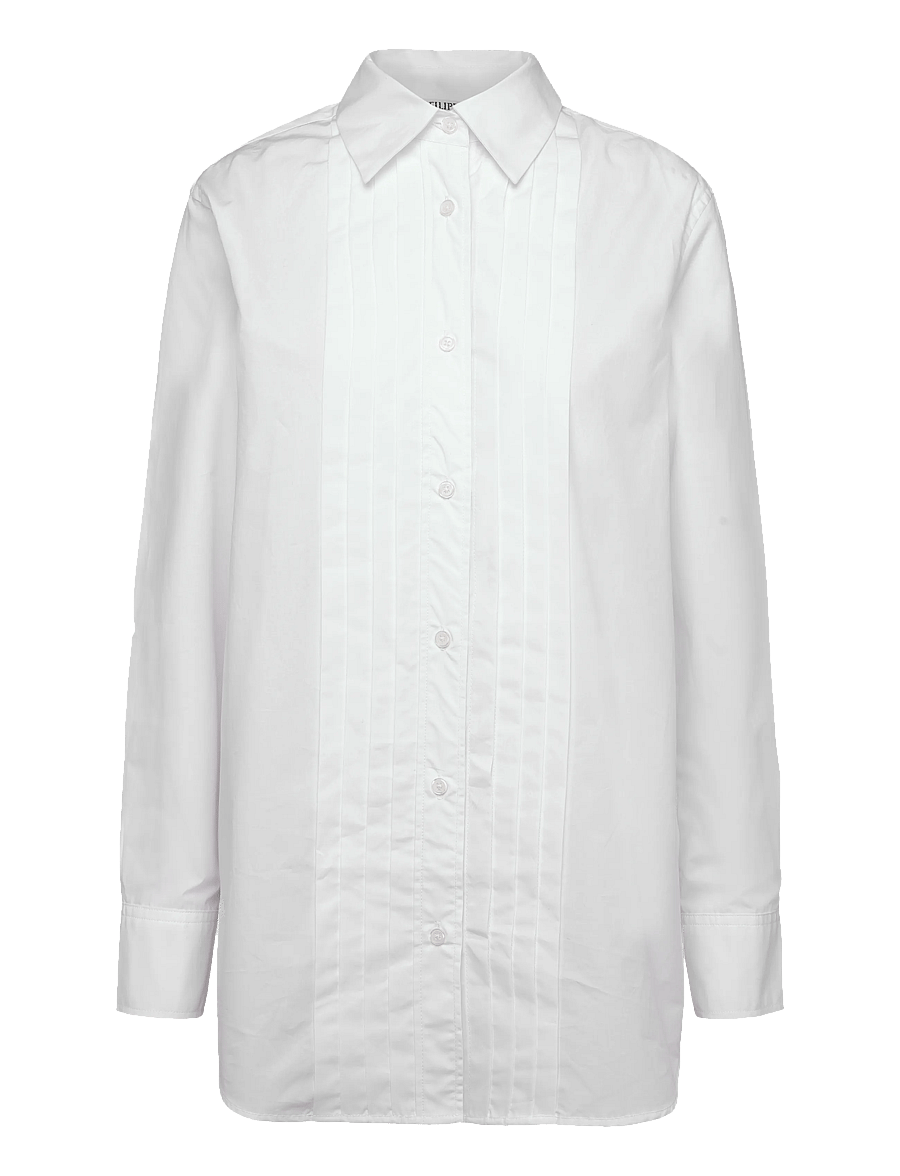 Filippa K - Pleated Poplin Shirt - langärmlige hemden - white - 0