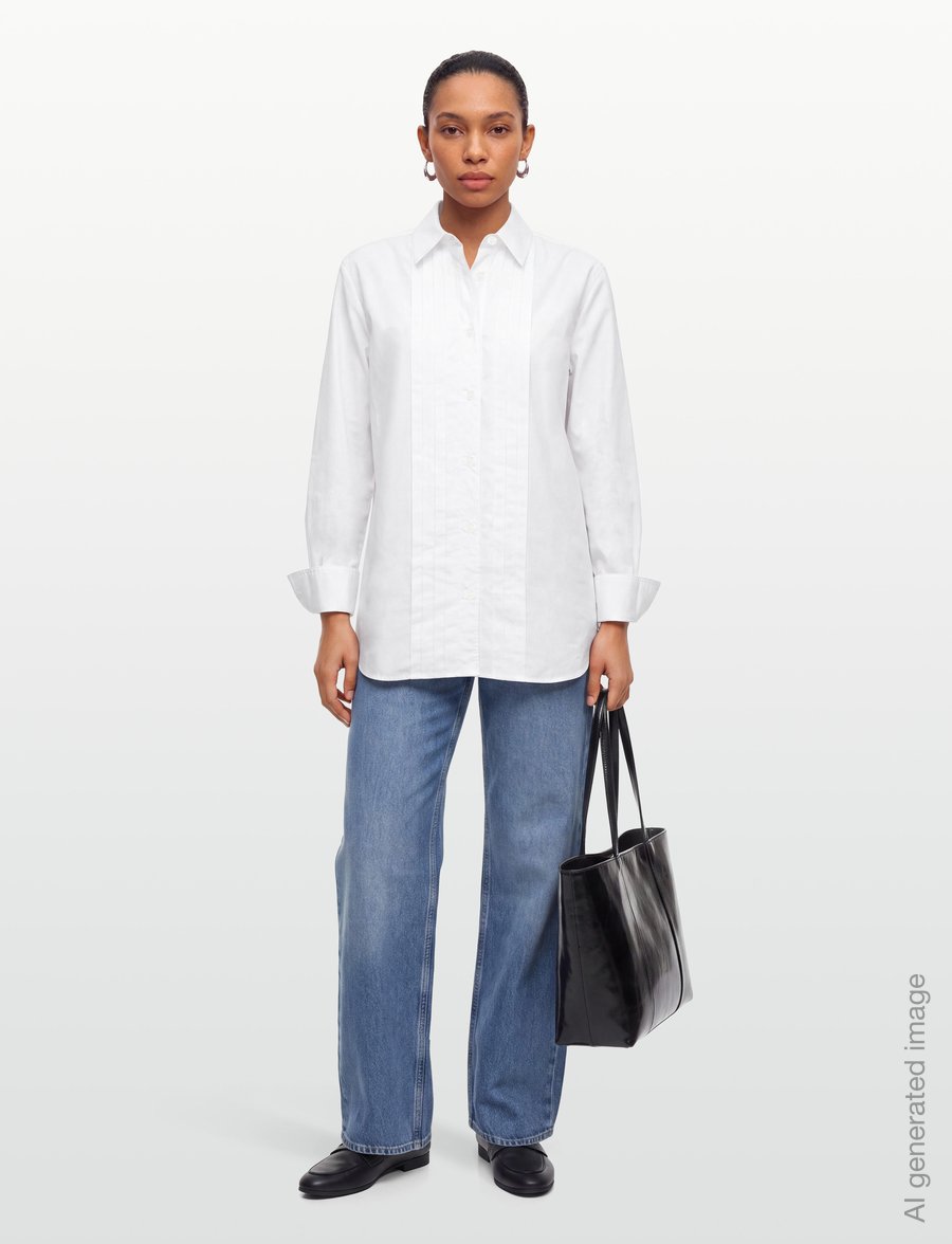 Filippa K - Pleated Poplin Shirt - langärmlige hemden - white - 0