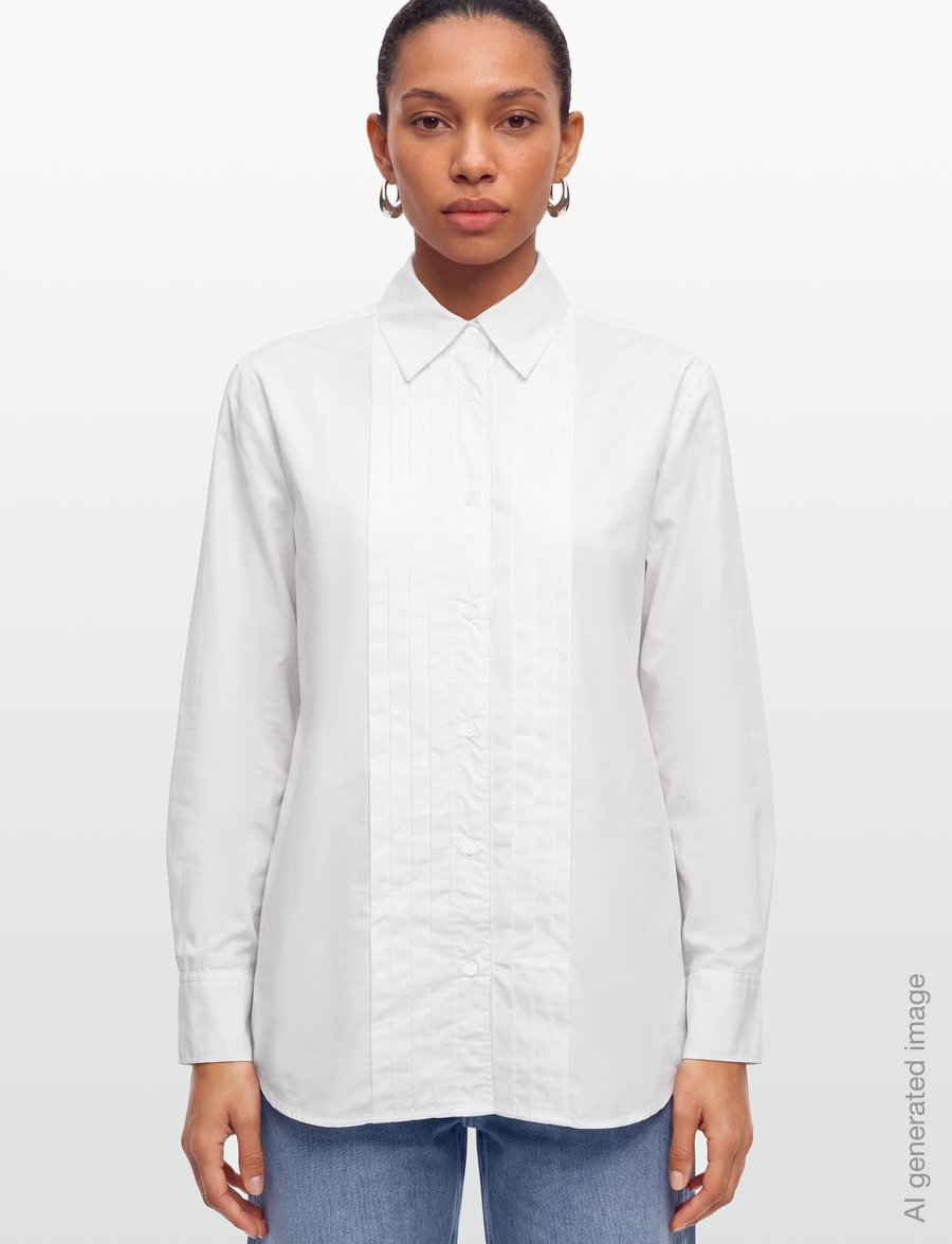 Filippa K - Pleated Poplin Shirt - langärmlige hemden - white - 3