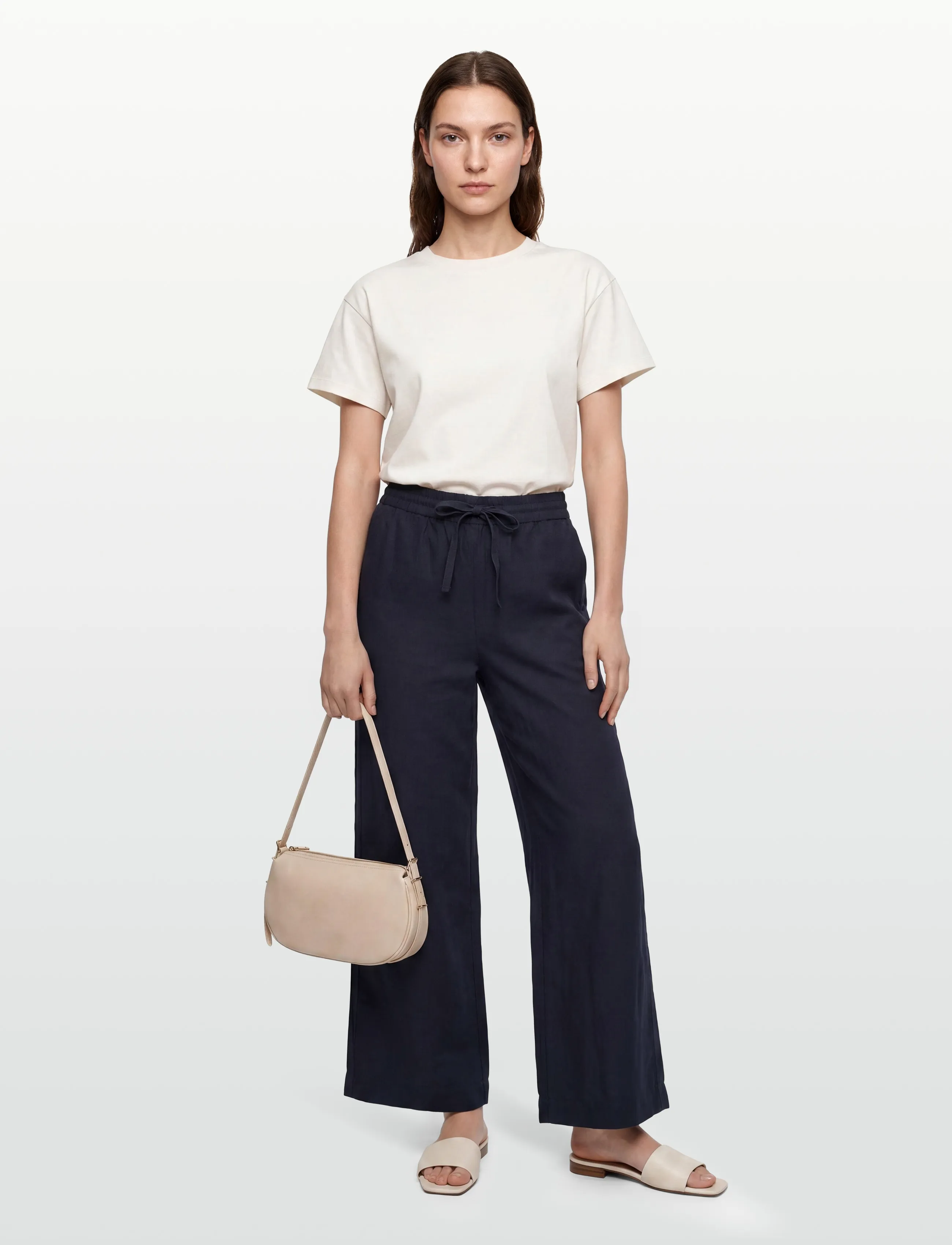 Filippa K - Gillian Linen Trousers - lina bikses - navy - 0