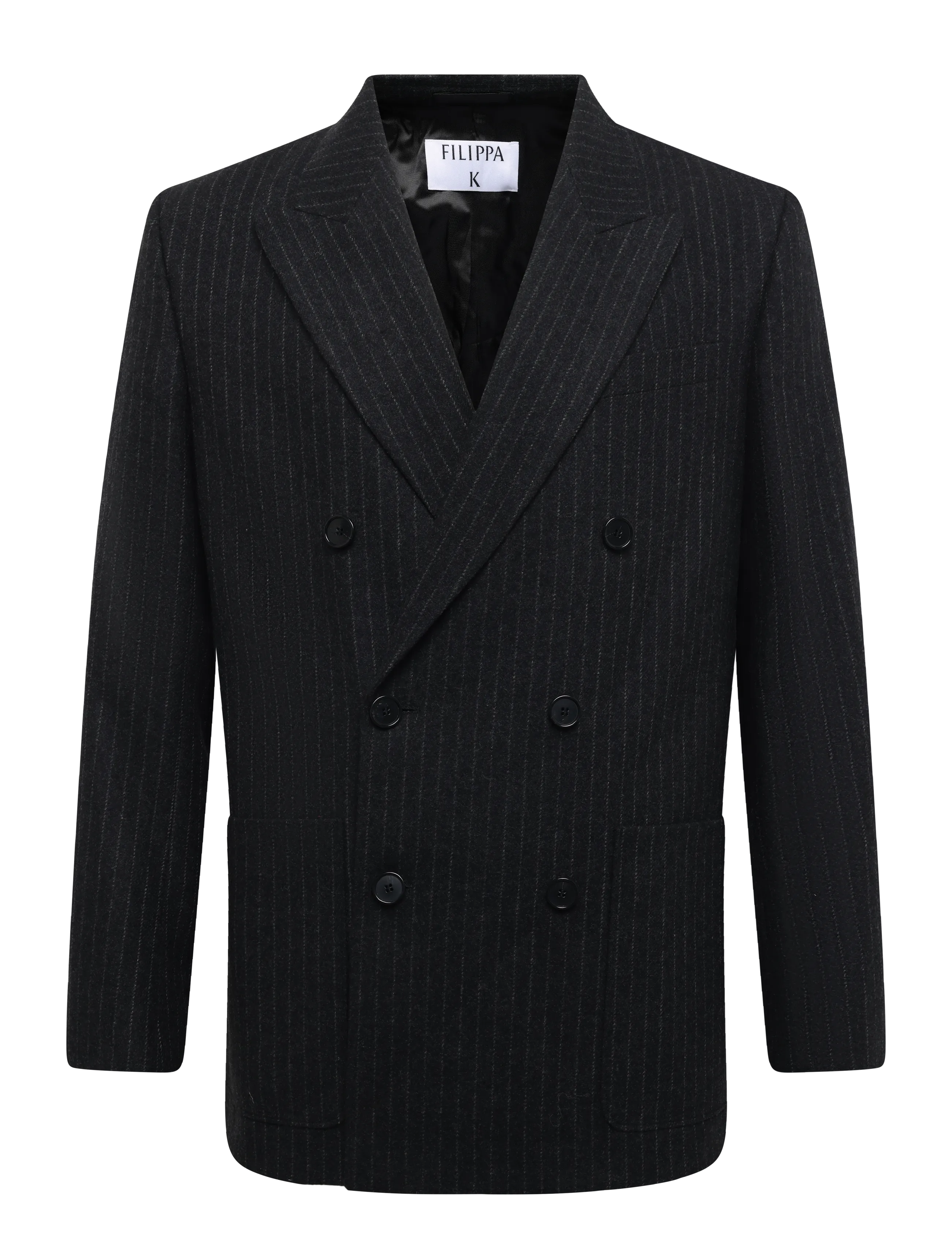 Filippa K - Michael Flannel Blazer - kaherealised pintsakud - anthracite pinstripe - 0