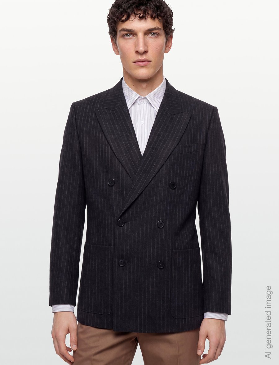 Filippa K - Michael Flannel Blazer - zweireiher - anthracite pinstripe - 3