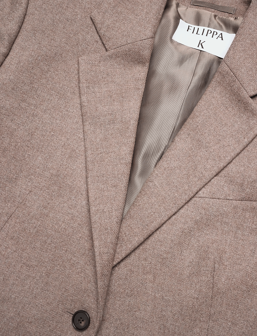 Filippa K - Delilah Flannel Blazer - enkelknäppta kavajer - driftwood - 2
