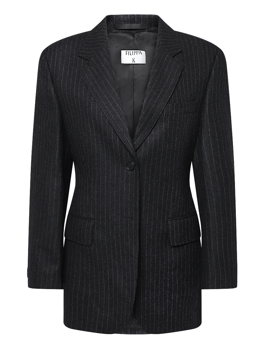 Filippa K - Hourglass Pinstripe Flannel Bl - einreihige blazer - anthracite pinstripe - 0