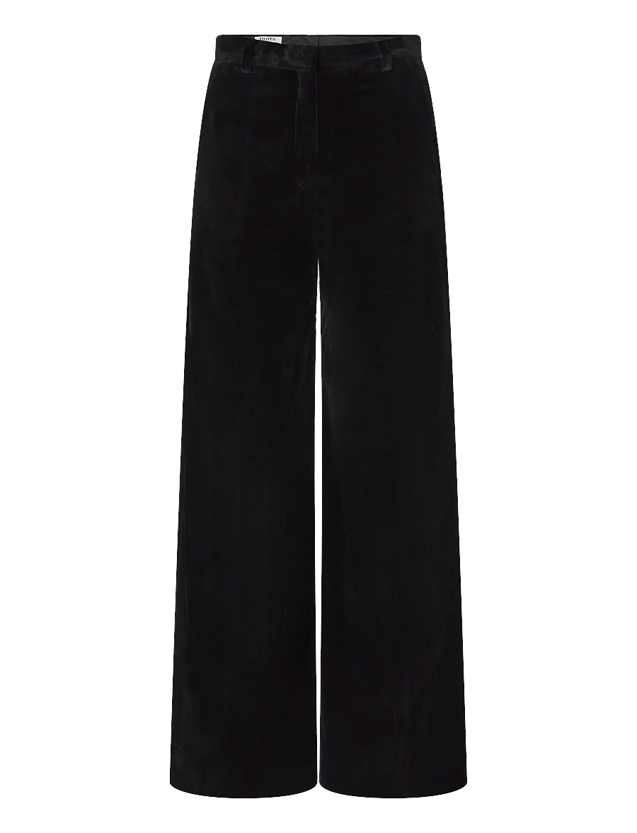 Filippa K - Harlow Velvet Trousers - wide leg trousers - black - 0