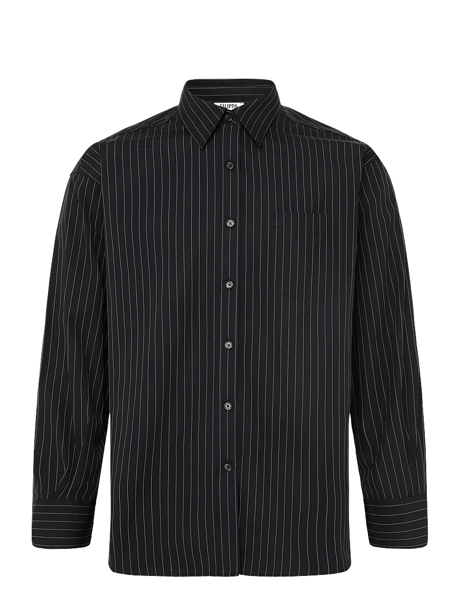 Filippa K - Sammy Poplin Pinstripe Shirt - langärmlige hemden - anthracite pinstripe - 0
