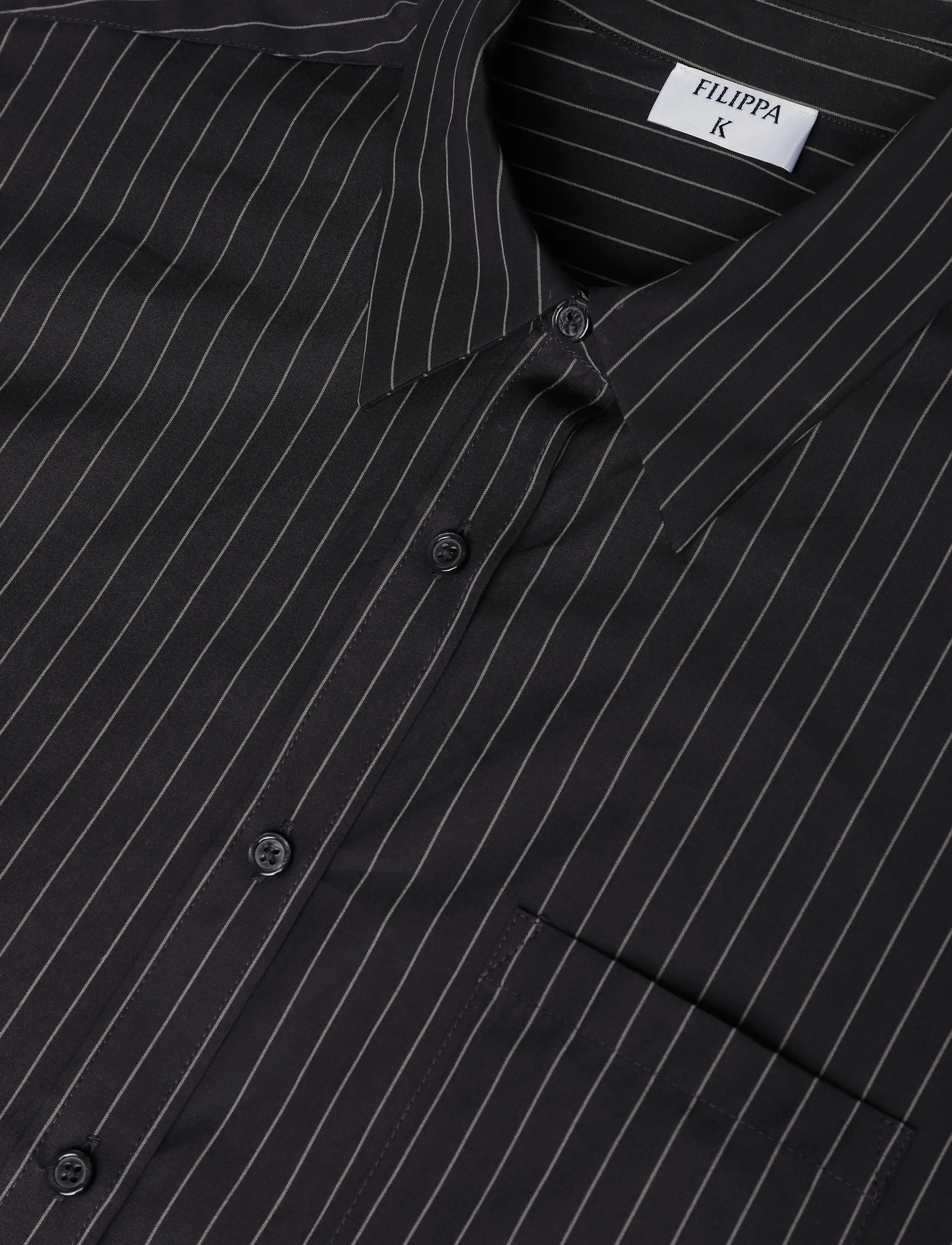 Filippa K - Sammy Poplin Pinstripe Shirt - langärmlige hemden - anthracite pinstripe - 2