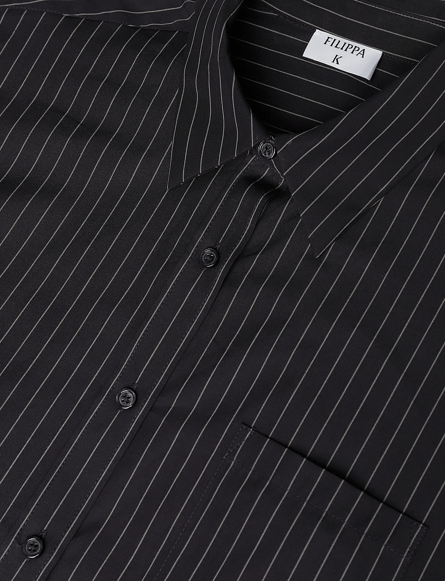 Filippa K - Sammy Poplin Pinstripe Shirt - langärmlige hemden - anthracite pinstripe - 2