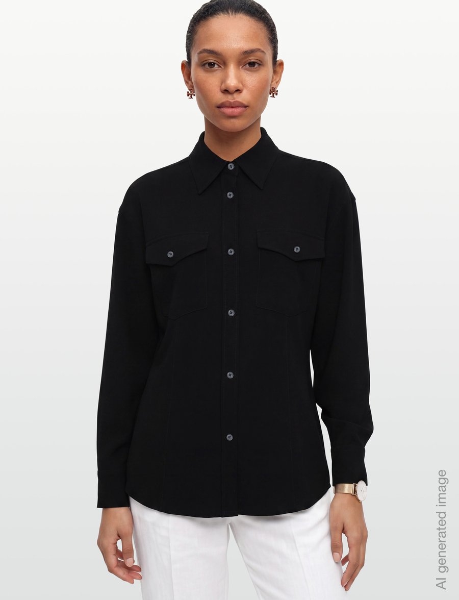 Filippa K - Draped Hourglass Overshirt - overshirts - black - 3