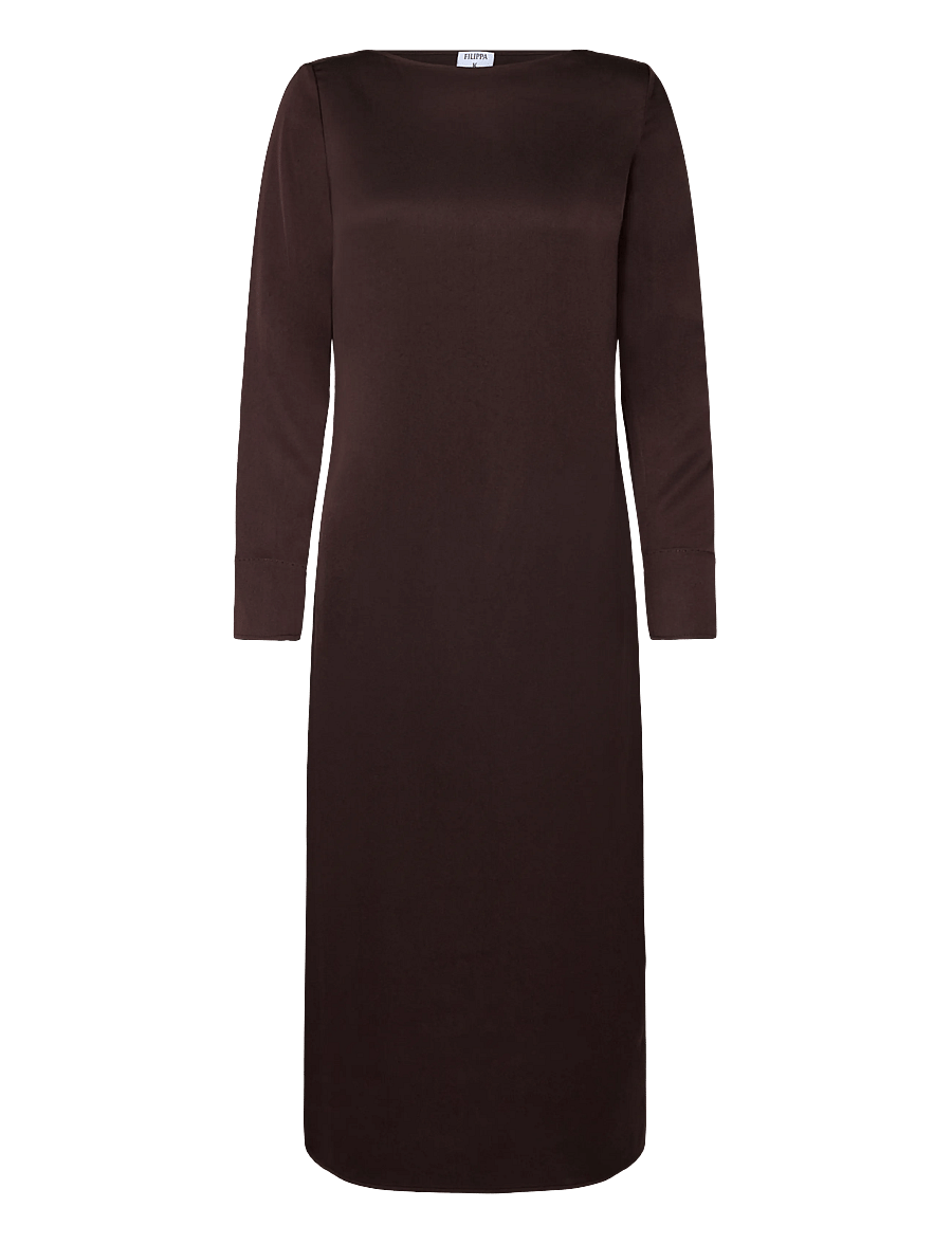 Filippa K - Naia Boatneck Dress - midikleider - dark chocolate - 0