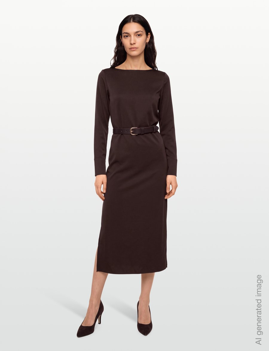 Filippa K - Naia Boatneck Dress - midi kjoler - dark chocolate - 0