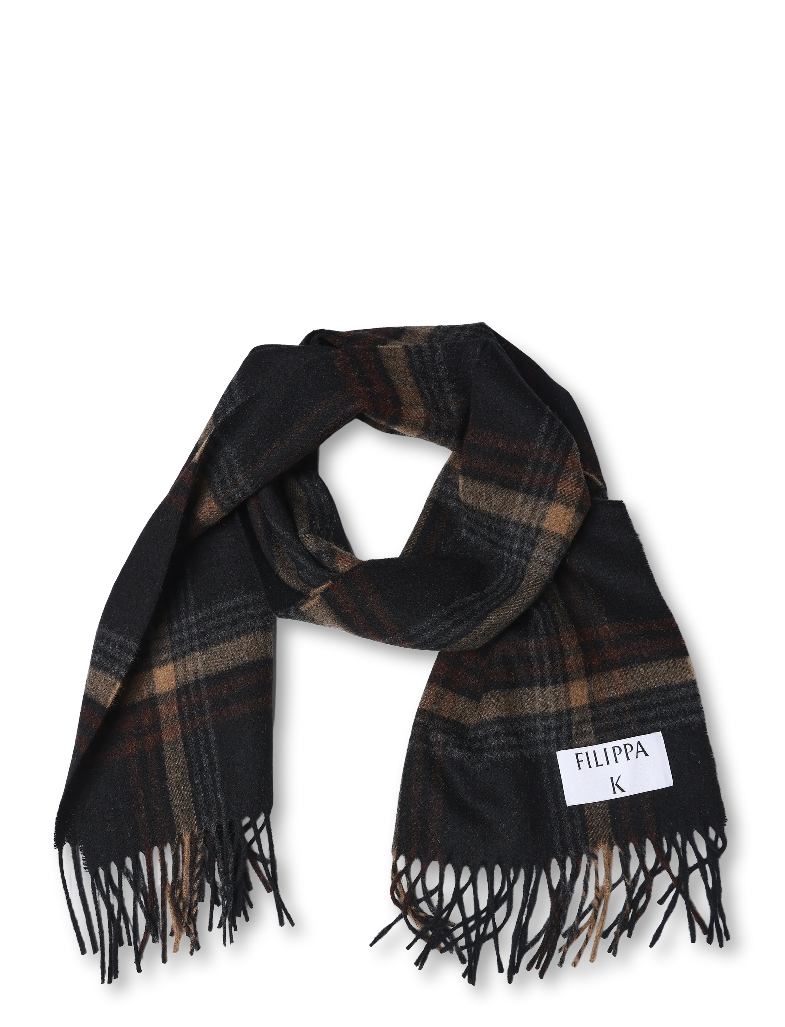 Filippa K Merino Check Scarf - Filippa K - BLACK/ BROWN CHECK / black
