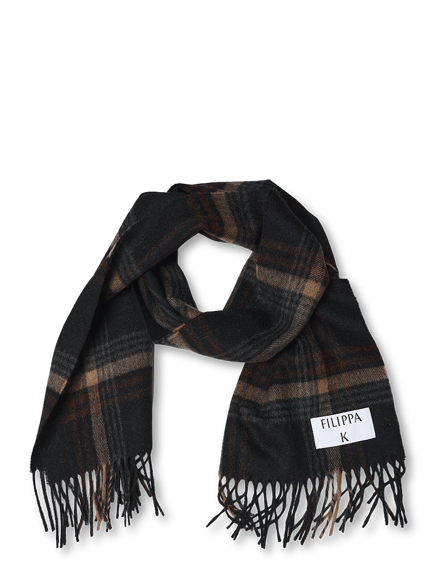 Filippa K - Merino Check Scarf - halstørklæder - black/ brown check - 0