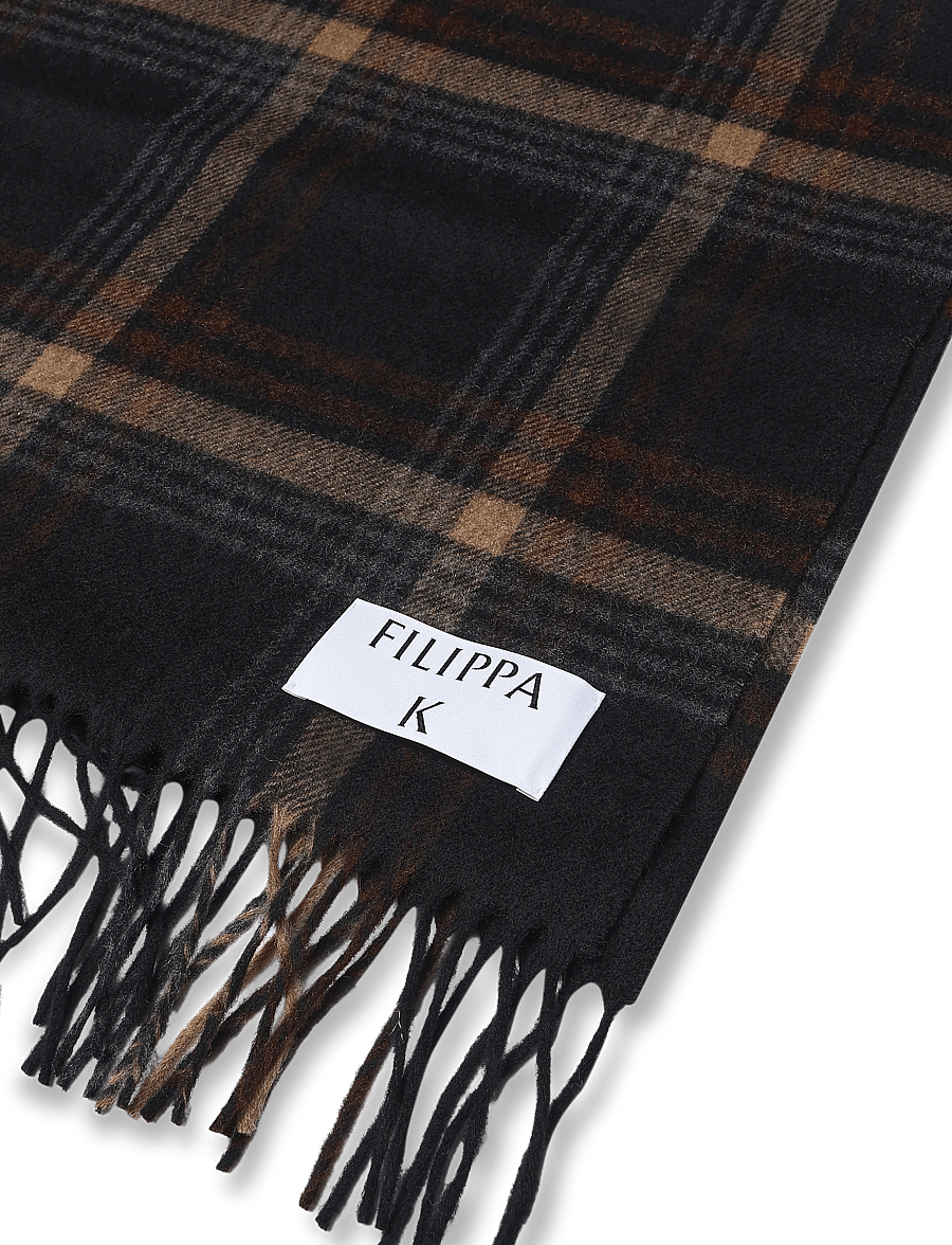 Filippa K - Merino Check Scarf - halstørklæder - black/ brown check - 2