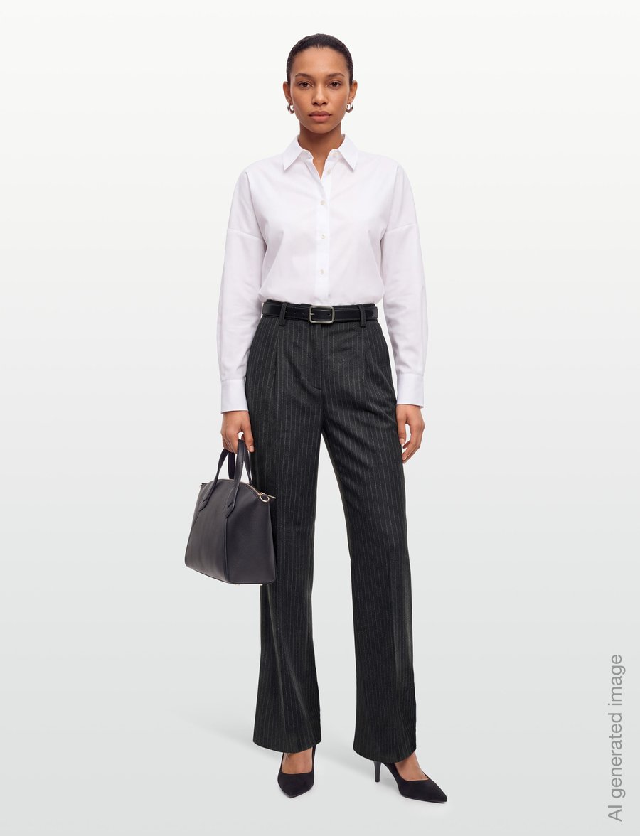 Filippa K - Darcey Flannel Pinstripe Trous - anzugshosen - anthracite pinstripe - 0