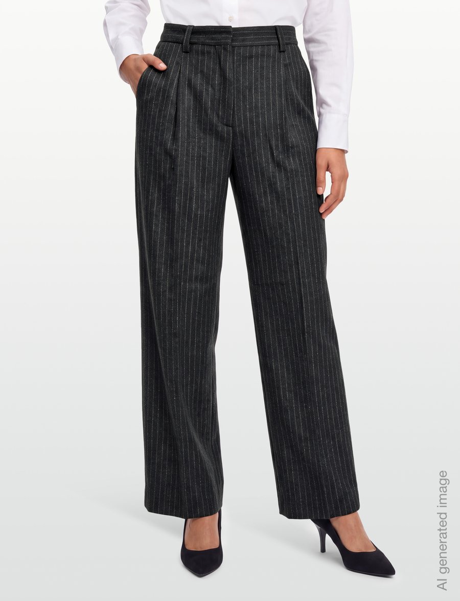 Filippa K - Darcey Flannel Pinstripe Trous - anzugshosen - anthracite pinstripe - 3