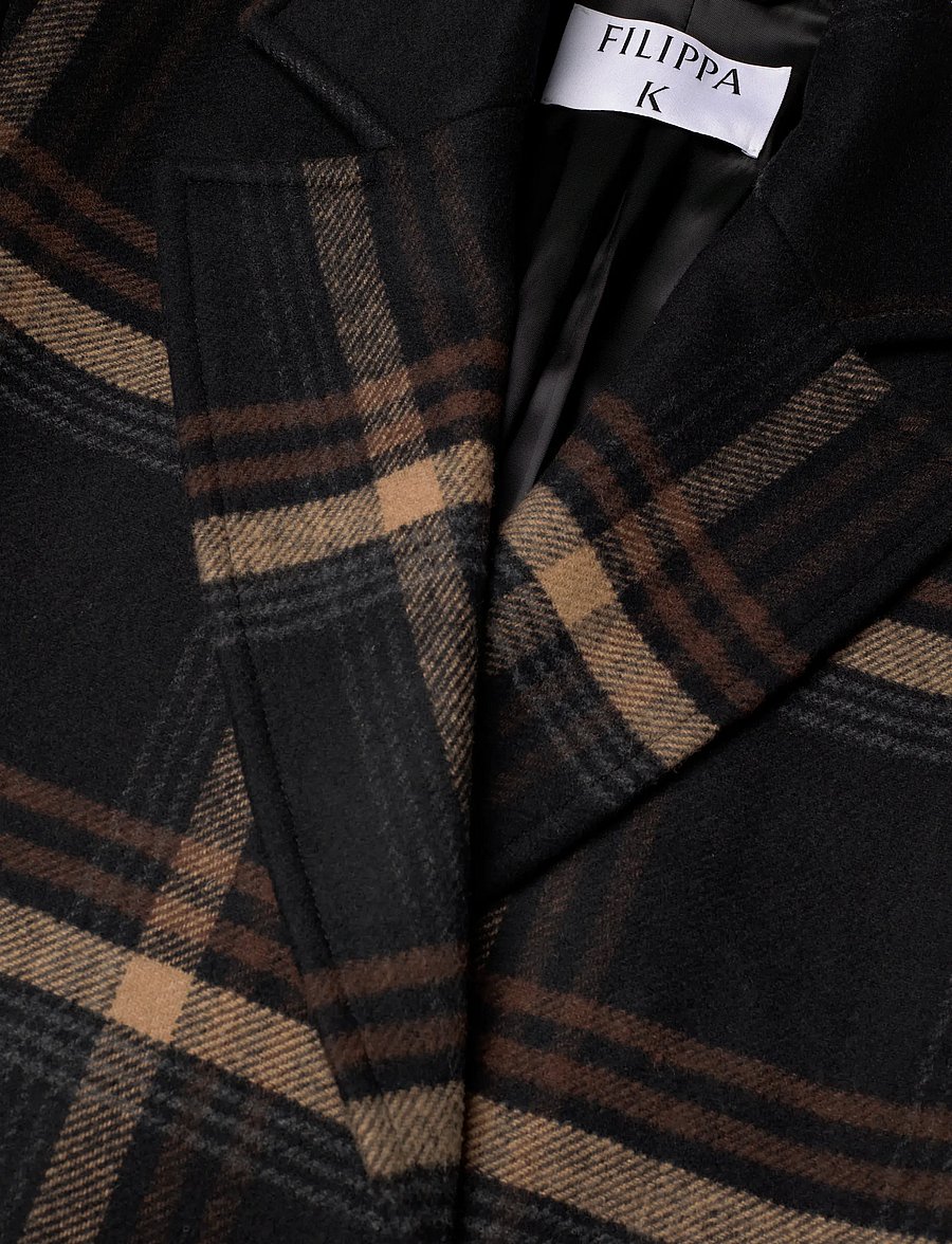 Filippa K - Alyssa Check Coat - winter jackets - black/ brown check - 2